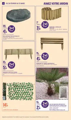 Intermarché - Prévisualisation de BORDURE DE JARDIN HORIZONTALE, Diamètre 5 cm L100xH15/30 cm avec 2 piquets en pin autoclavé valide à partir de 24.02.2026 | Page: 14 | Produits: Sac, Bordure de jardin
