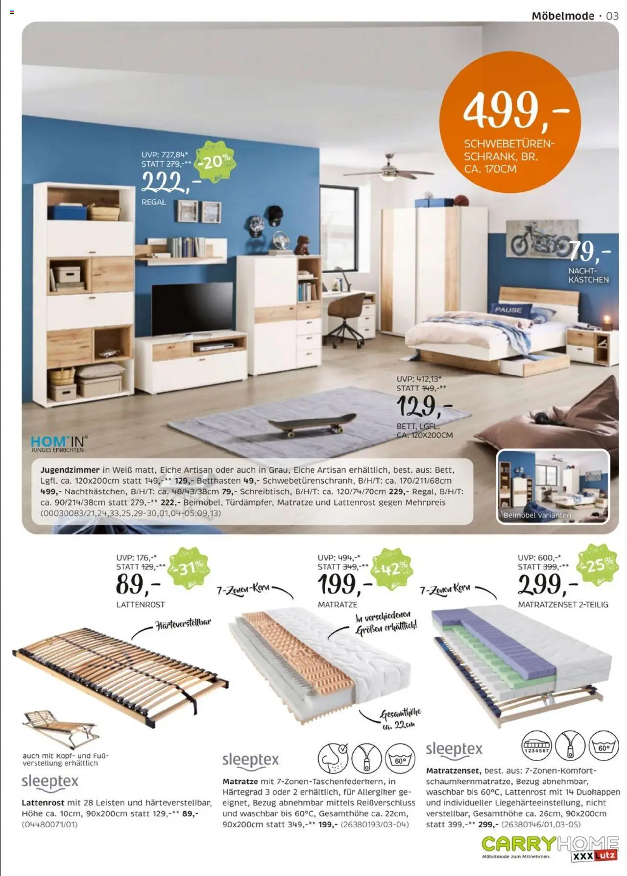 XXXLutz Carry Home gültig ab 14.10.2025 | Seite: 3 | Produkte: Matratze, Lattenrost, Regal