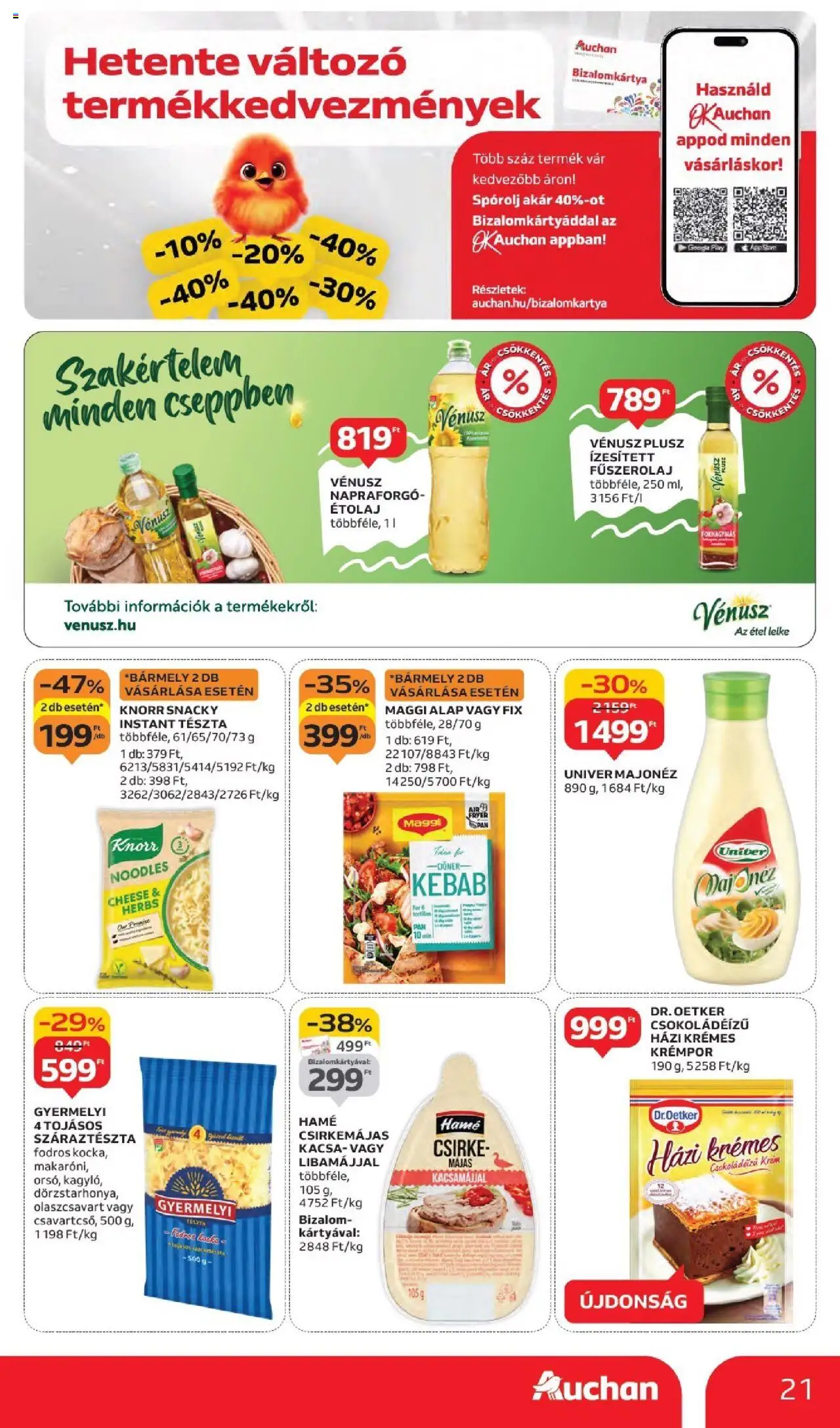 Auchan akciós ujság - amely érvényes a következő dátumtól: 11.09.2025 | Oldal: 21 | Termékek: Étolaj, Maggi, Tészta, Száraztészta