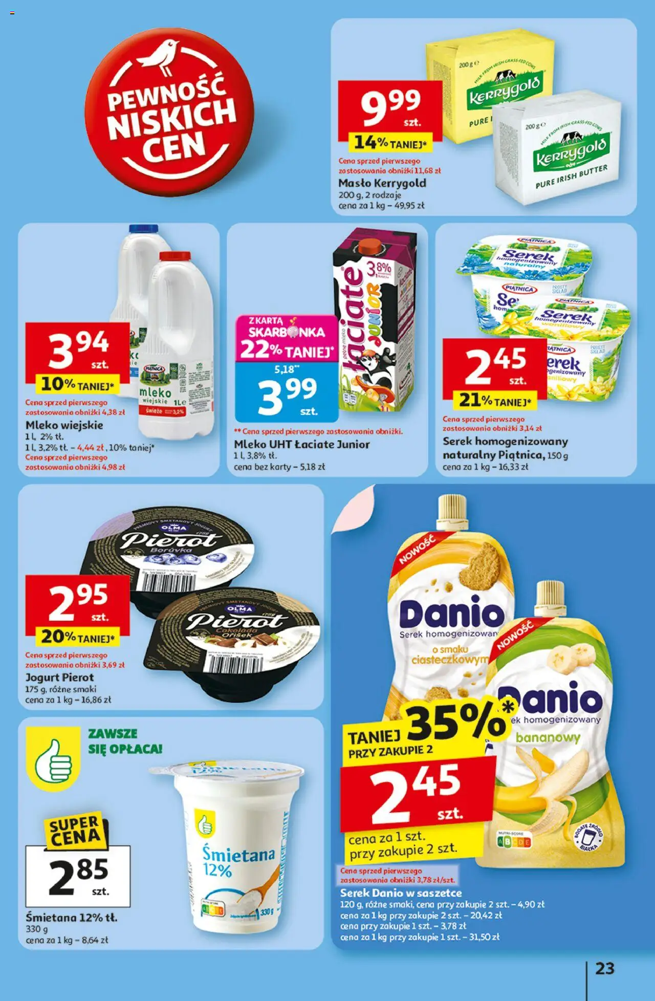 Auchan Gazetka - Odlotowe ceny na start szkoły Hipermarket od 28.08.2025 | Strona: 23 | Produkty: Karta, Serek homogenizowany, Mleko, Jogurt
