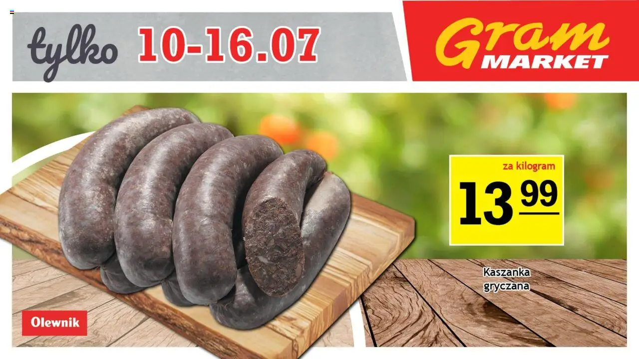 Gram Market Gazetka - Billboard od 10.07.2025 | Strona: 1 | Produkty: Kaszanka
