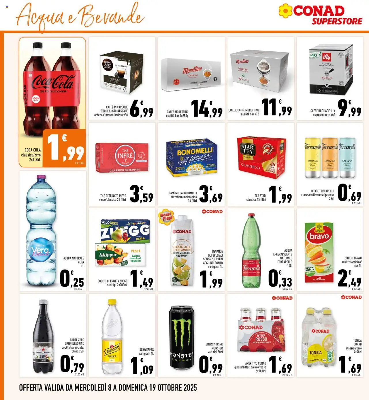 Volantino Conad del 08.10.2025 | Pagina: 22 | Prodotti: Acqua, Pera, Coca Cola, Aperitivo