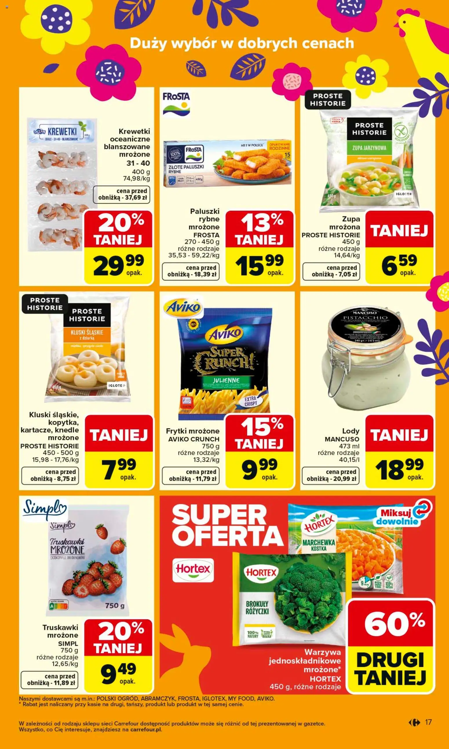 Carrefour gazetka od 23.03.2026 | Strona: 23 | Produkty: Frytki mrożone, Truskawki, Knedle, Marchewka