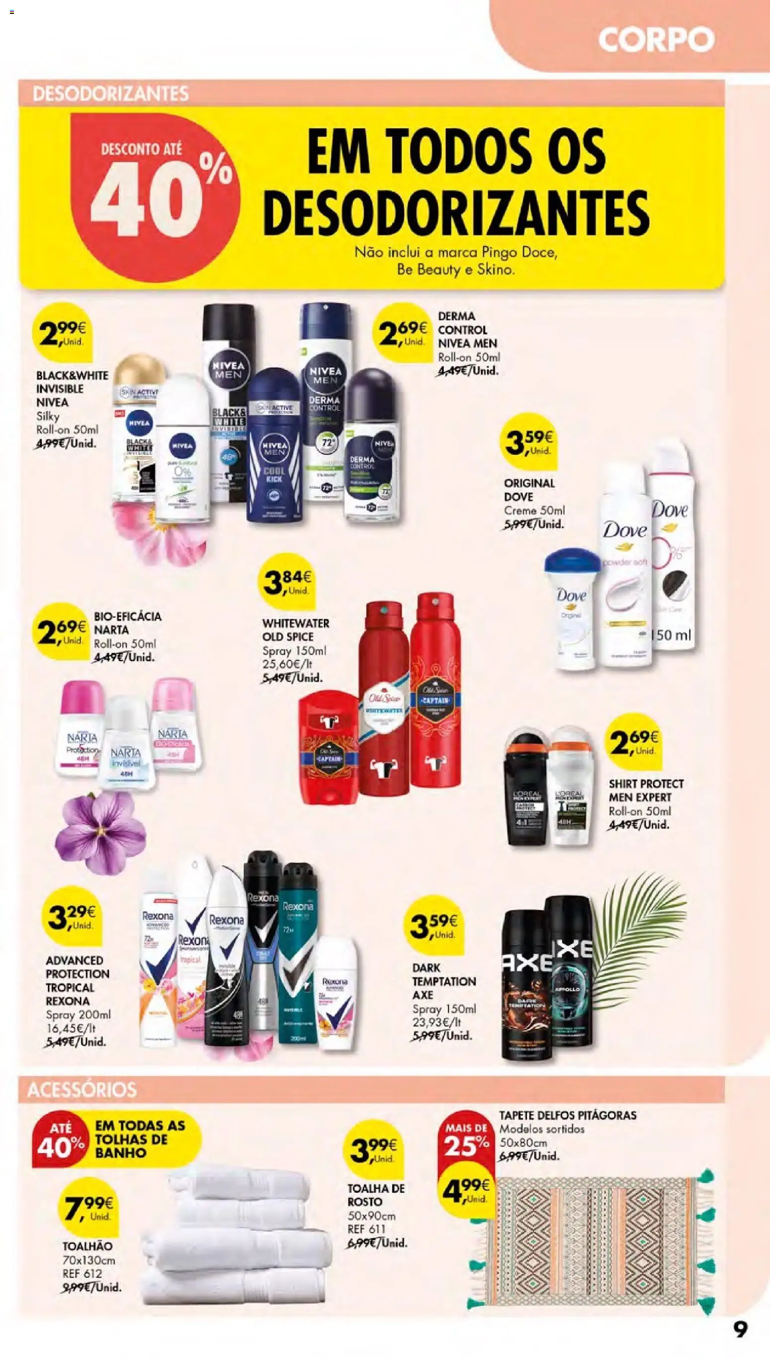 Pingo Doce - Cuidados Pessoais e para o Lar Açores │ válido de 26.02.2026 | Página: 9 | Produtos: Banho, Tapete, Creme