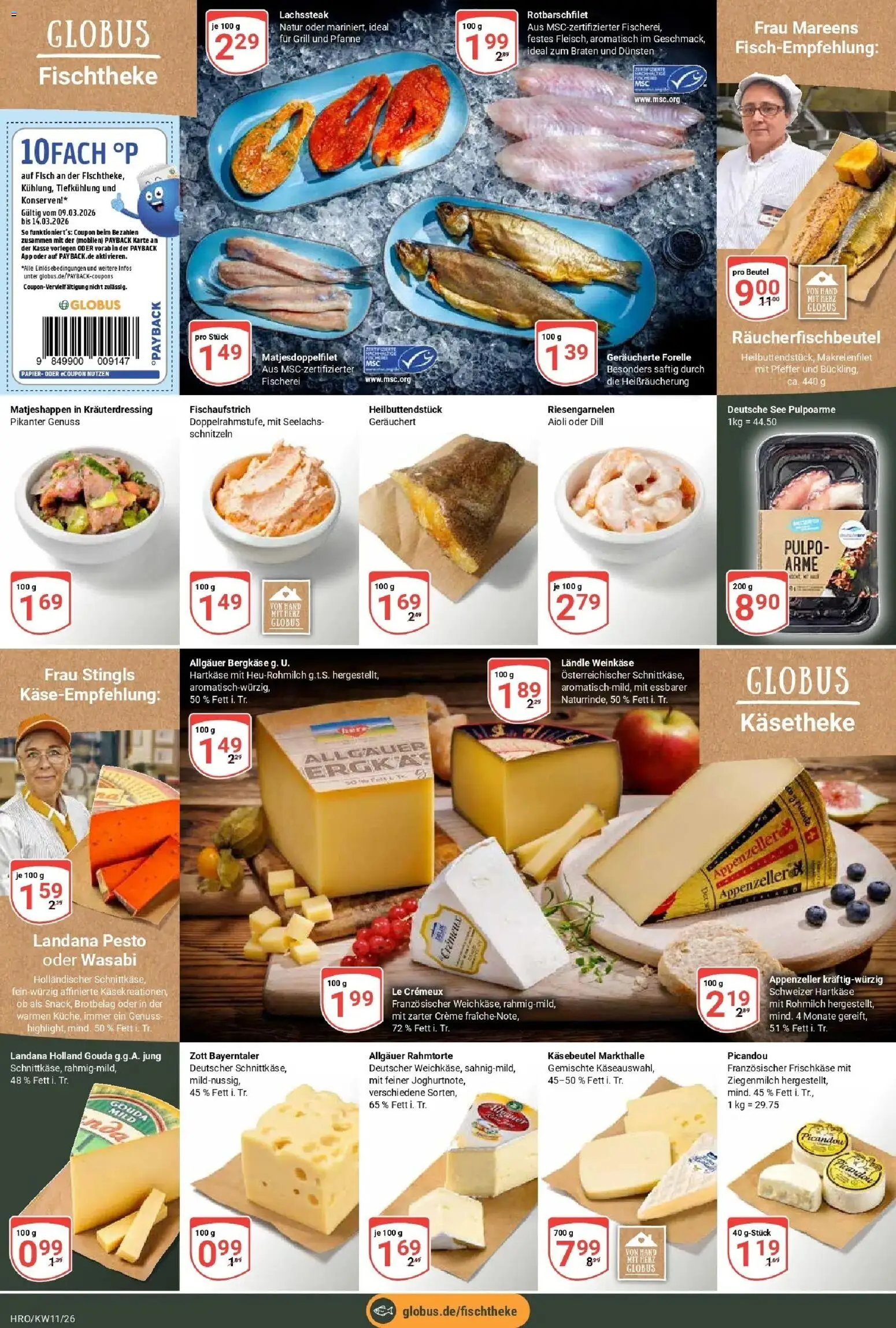 Globus prospekt Rostock	 – gültig ab 09.03.2026 | Seite: 8 | Produkte: Gouda, Creme, Fisch, Frischkase