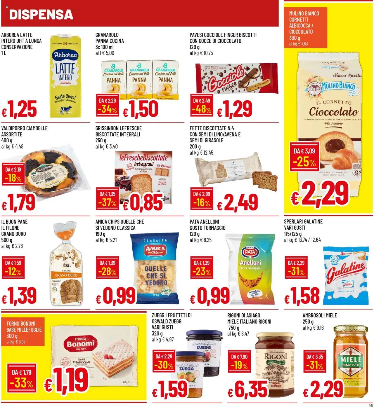 Volantino Famila del 20.10.2025 | Pagina: 15 | Prodotti: Cornetto, Biscotti, Formaggio, Miele