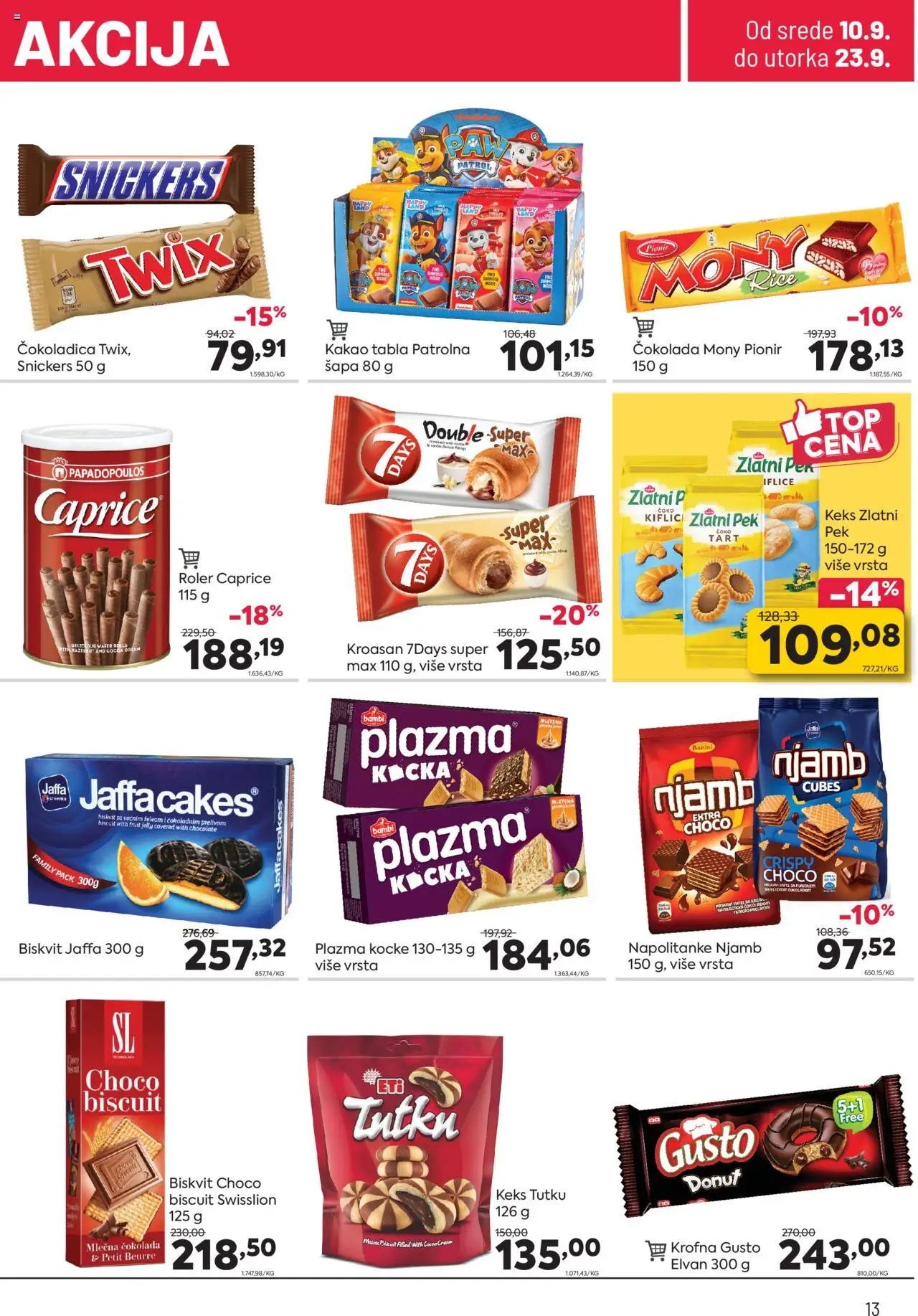 PerSu katalog - važi od 10.09.2025 | Strana: 13 | Proizvode: Keks, So, Čokolada, Mlečna čokolada