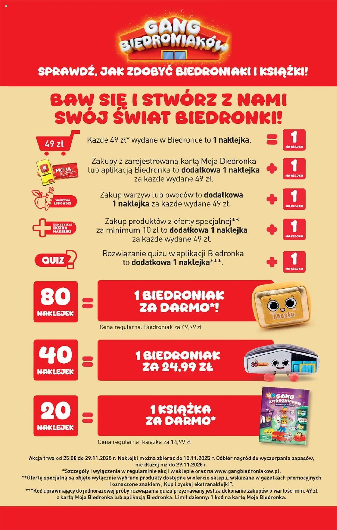 Biedronka gazetka od 13.10.2025 | Strona: 49 | Produkty: Karta, Naklejki, Masło, Warzywa
