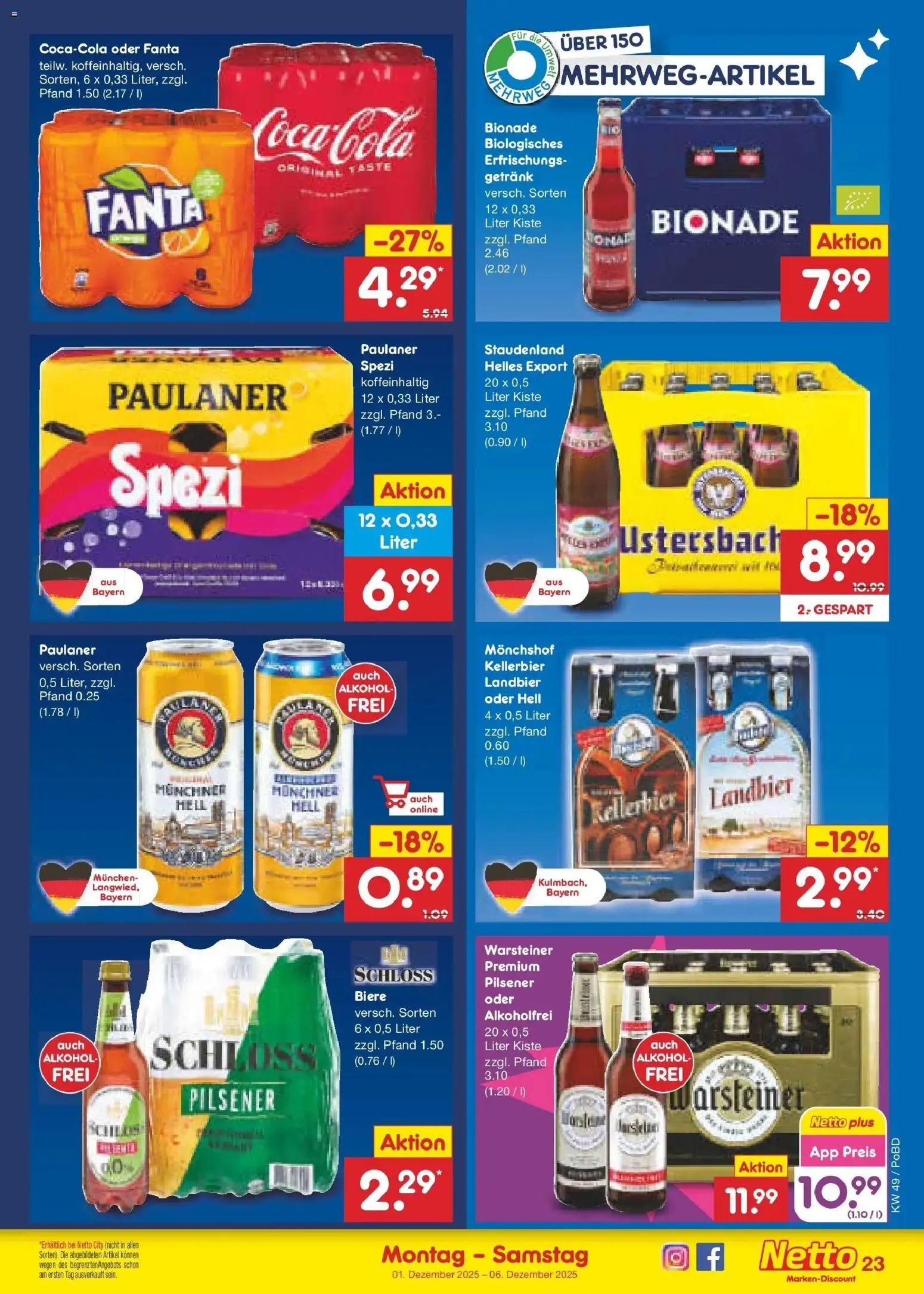 Netto Marken-Discount prospekt Regensburg	 – gültig ab 01.12.2025 | Seite: 25 | Produkte: Monchshof, Fanta, Warsteiner, Paulaner