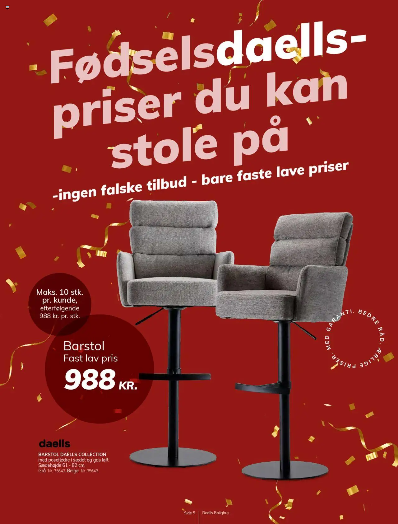 Daells Bolighus tilbudsavis – gyldig fra 24.09.2025 | Side: 5 | Produkter: Barstol
