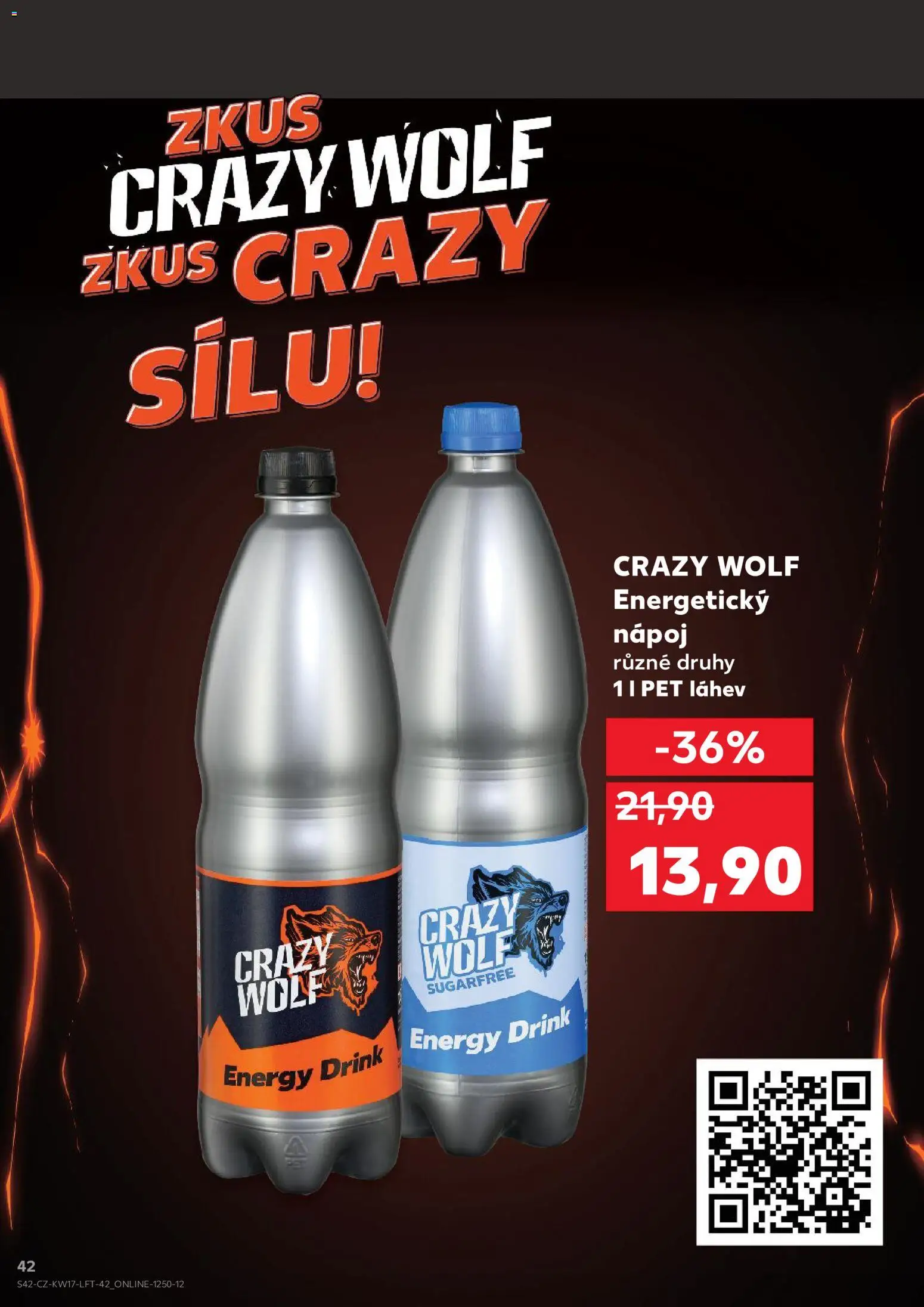 Kaufland leták od 22.04.2026 | Strana: 42 | Produkty: Crazy Wolf, Energetický nápoj, Láhev, Energy drink