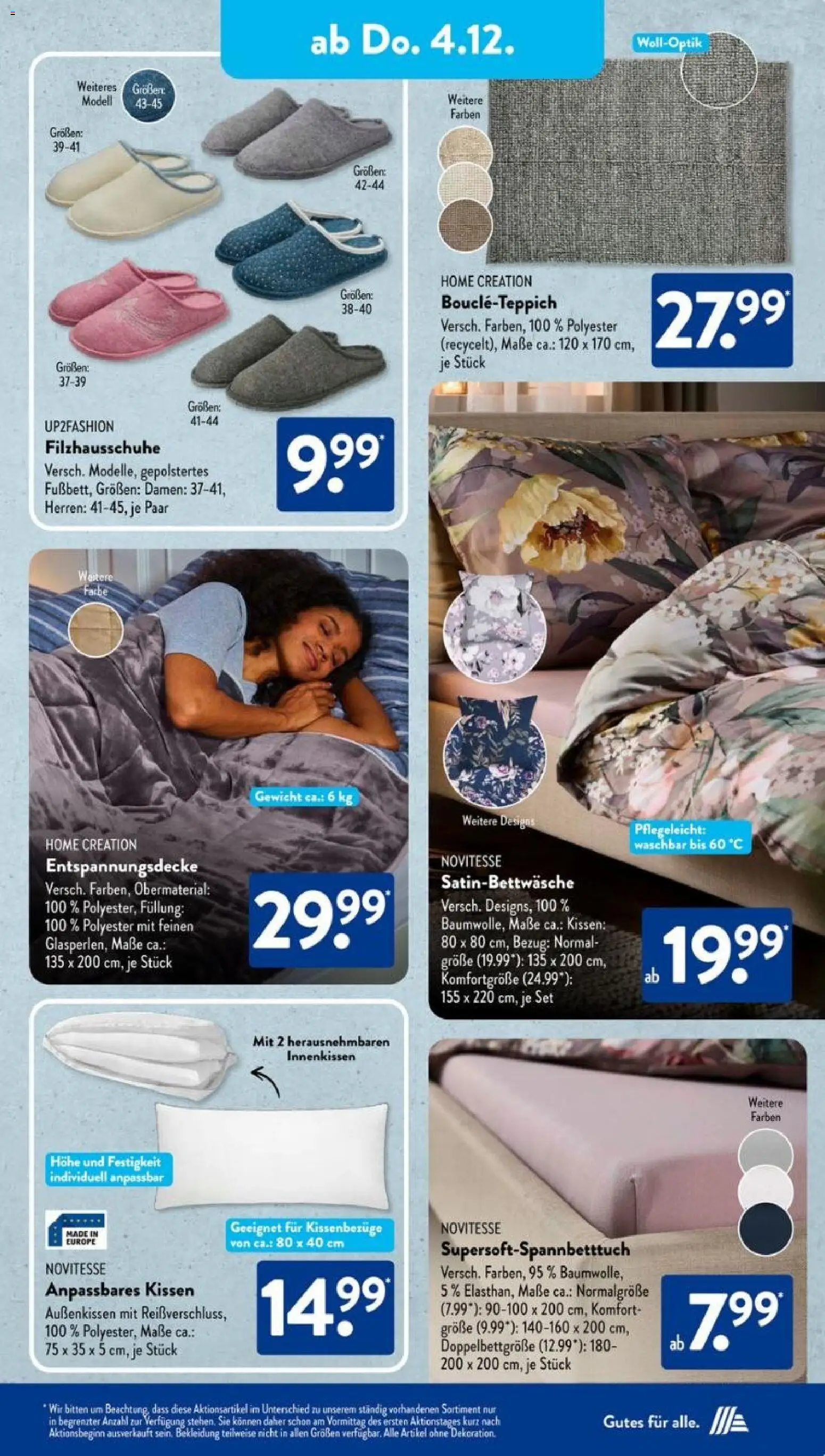 Aldi Süd Prospekt 	 – gültig ab 01.12.2025 | Seite: 13 | Produkte: Gewicht, Up2fashion, Kissen, Home creation