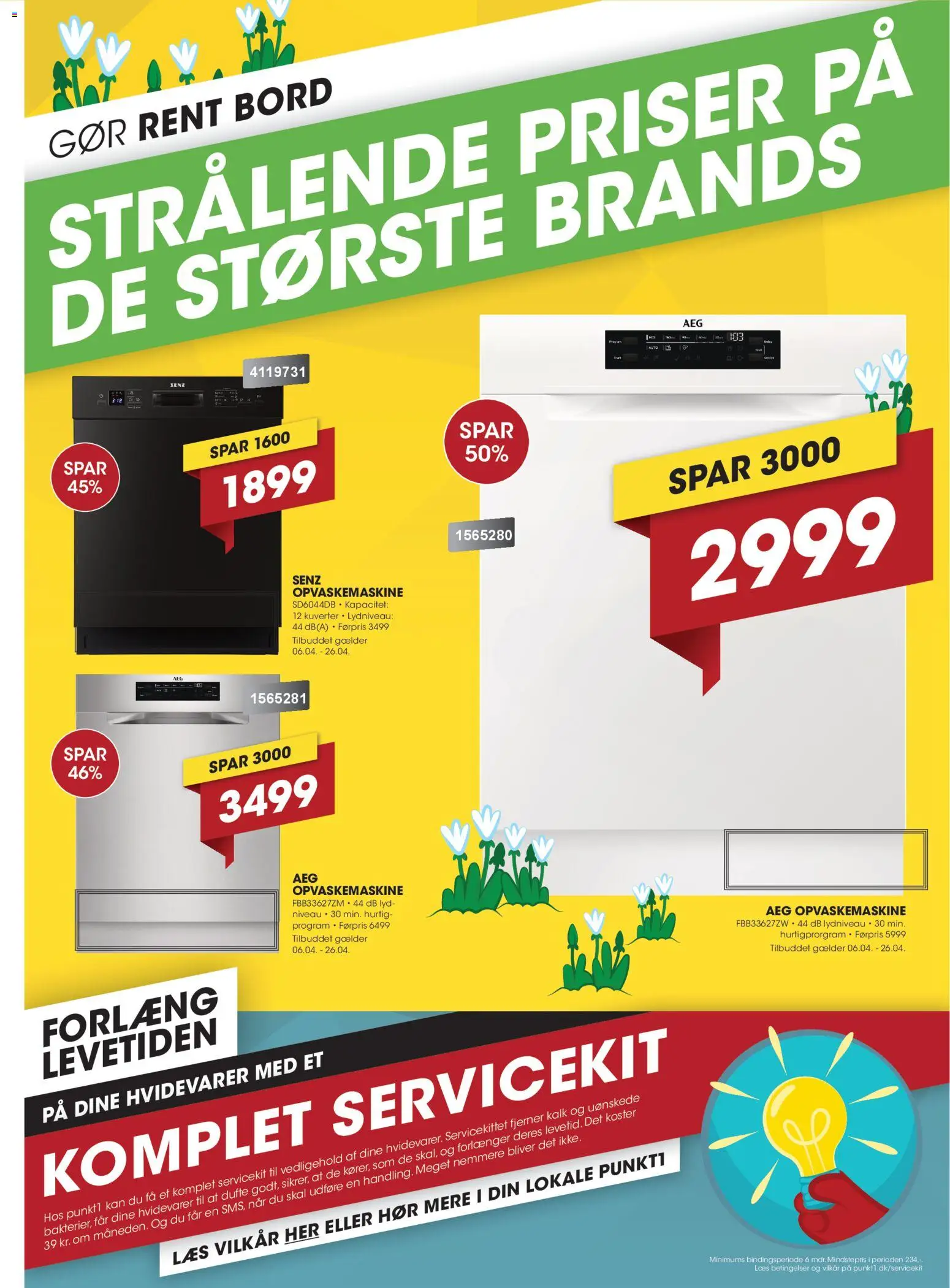 Punkt1 tilbudsavis – gyldig fra 06.04.2026 | Side: 4 | Produkter: Bord, Lyd, Søm, Opvaskemaskine