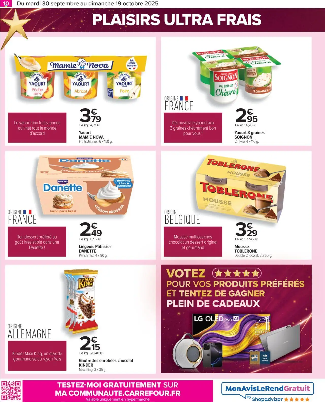  | Page: 10 | Produits: Kinder maxi, Lait, Yaourt, Chocolat