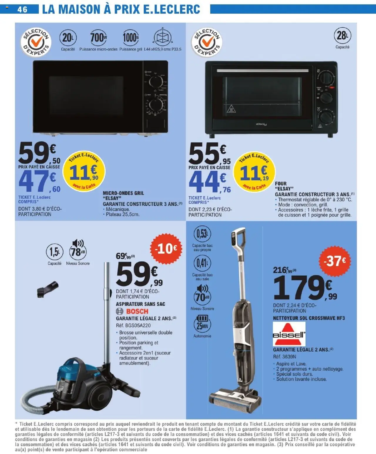  | Page: 46 | Produits: Micro-ondes gril, Aspirateur sans sac, Gril, Grille de cuisson