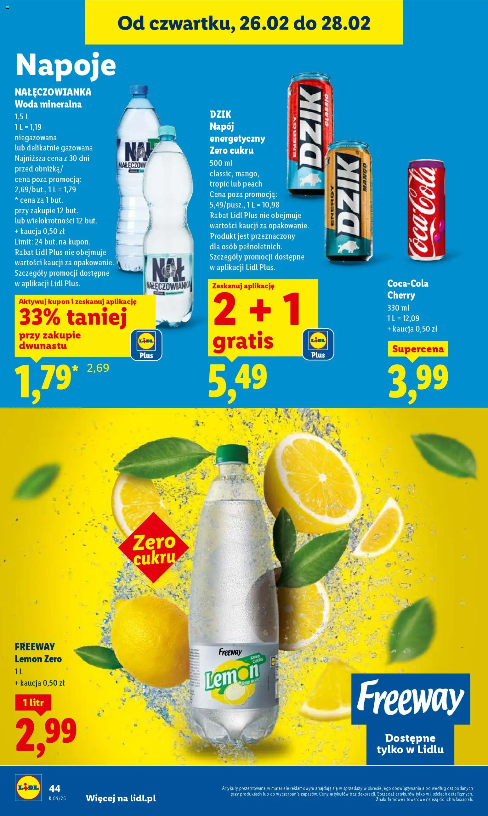 Lidl Gazetka od 26.02.2026 | Strona: 44 | Produkty: Woda mineralna Nałęczowianka, Napoje, Woda