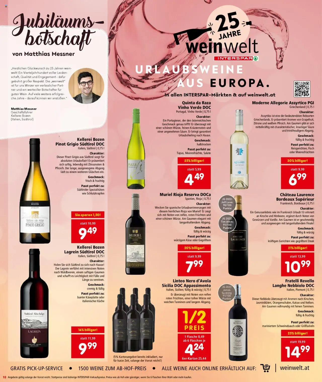 Interspar Flugblatt - Salzburg gültig ab 14.08.2025 | Seite: 10 | Produkte: Zitrone, Käse, Wein, Fisch