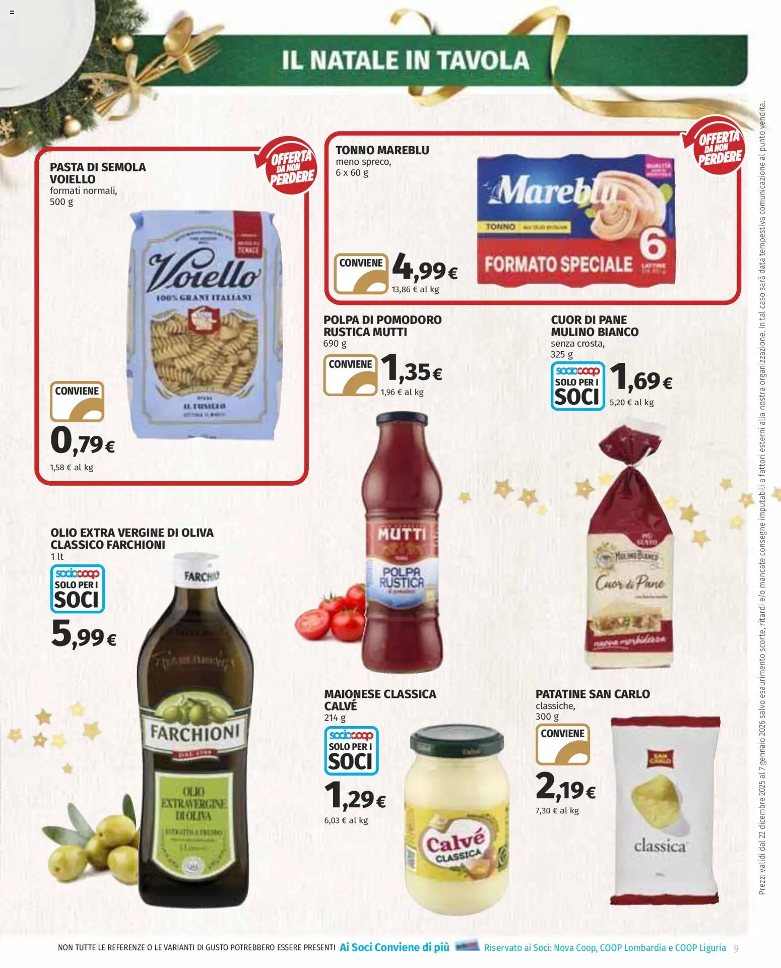Volantino COOP del 22.12.2025 | Pagina: 9 | Prodotti: Patatine, Maionese, Pasta, Olio extra vergine