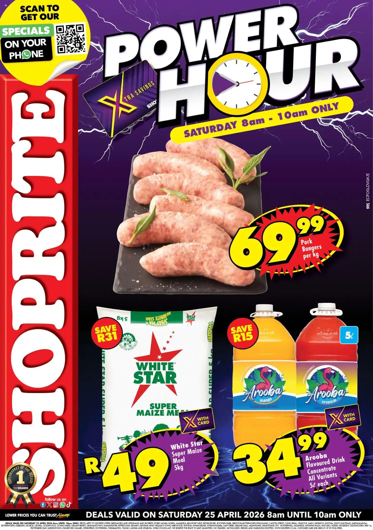 New Shoprite catalogue – valid from 25.04.2026 | Page: 1 | Products: Phone, Maize meal, Pork, Mango