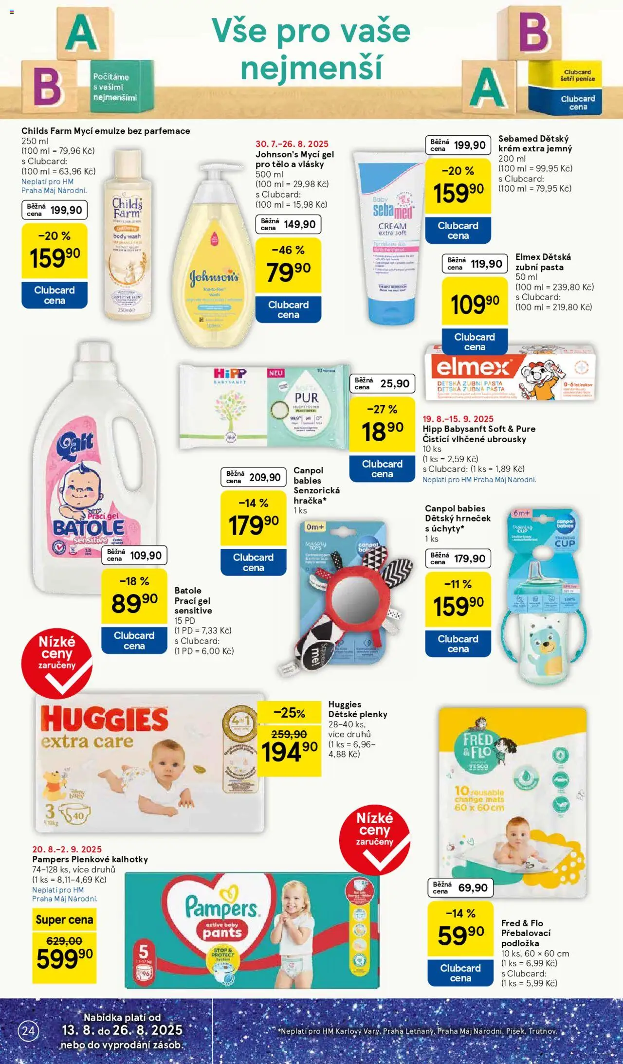 Tesco leták - Hypermarket od 20.08.2025 | Strana: 24 | Produkty: Elmex, Přebalovací podložka, Krém, Pants