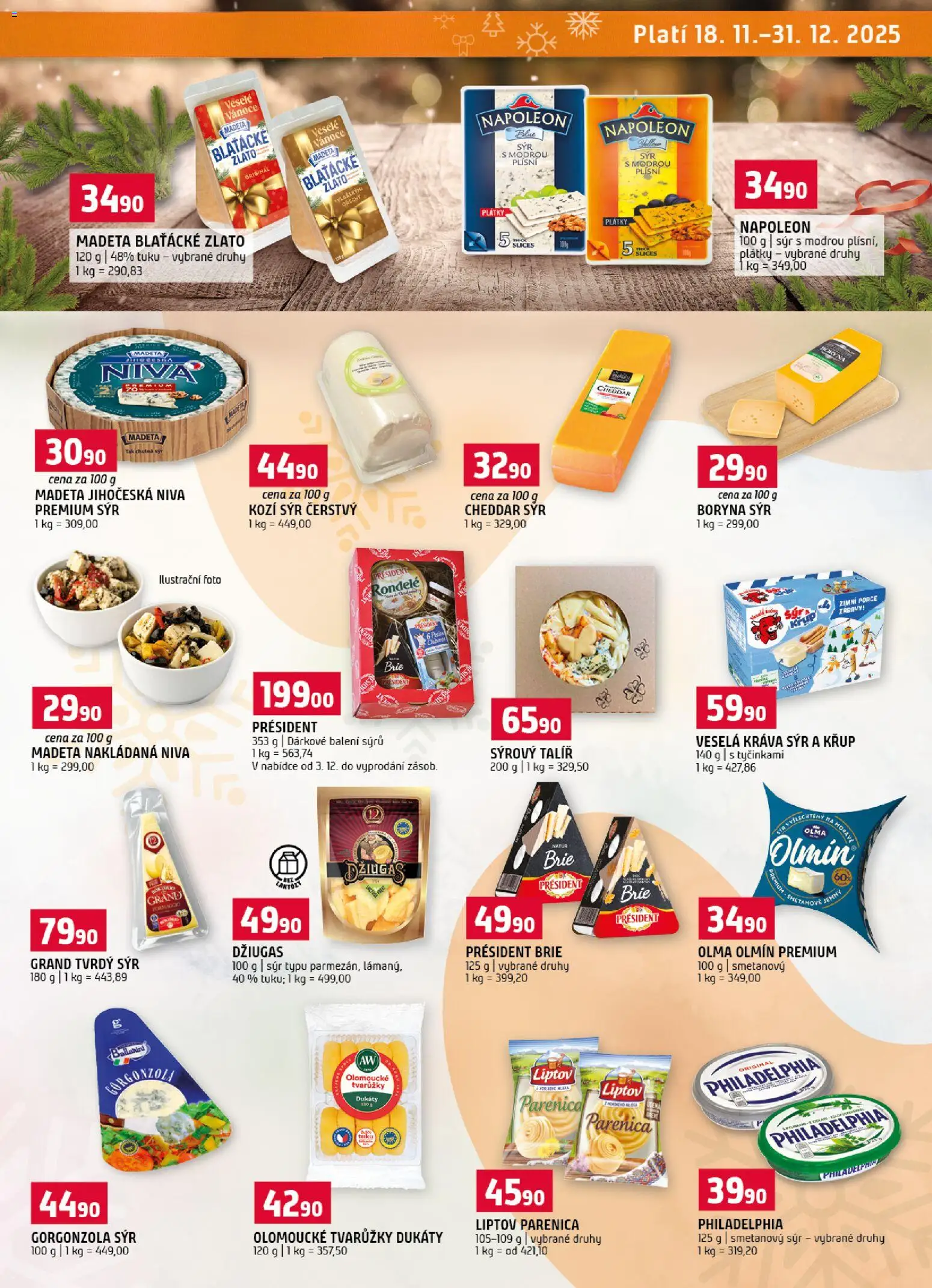 Terno leták - Vánoční speciál od 18.11.2025 | Strana: 3 | Produkty: Talíř, Smetanový sýr, Kozí sýr, Tvrdý sýr