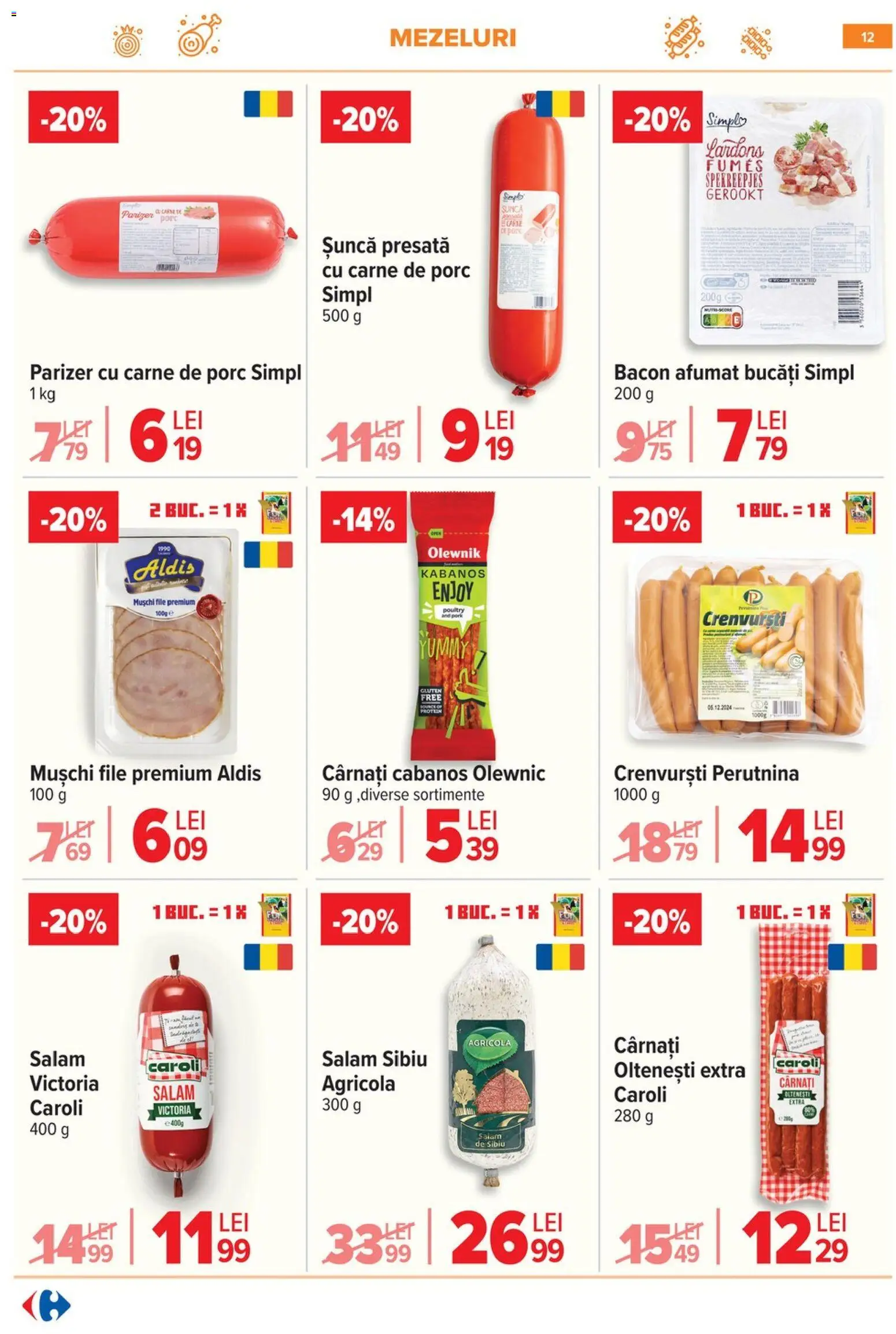 Noul catalog Carrefour – valabil de la 15.04.2026 | Pagină: 13 | Produse: Crenvurști, Bacon, Carne De Porc, Cârnați