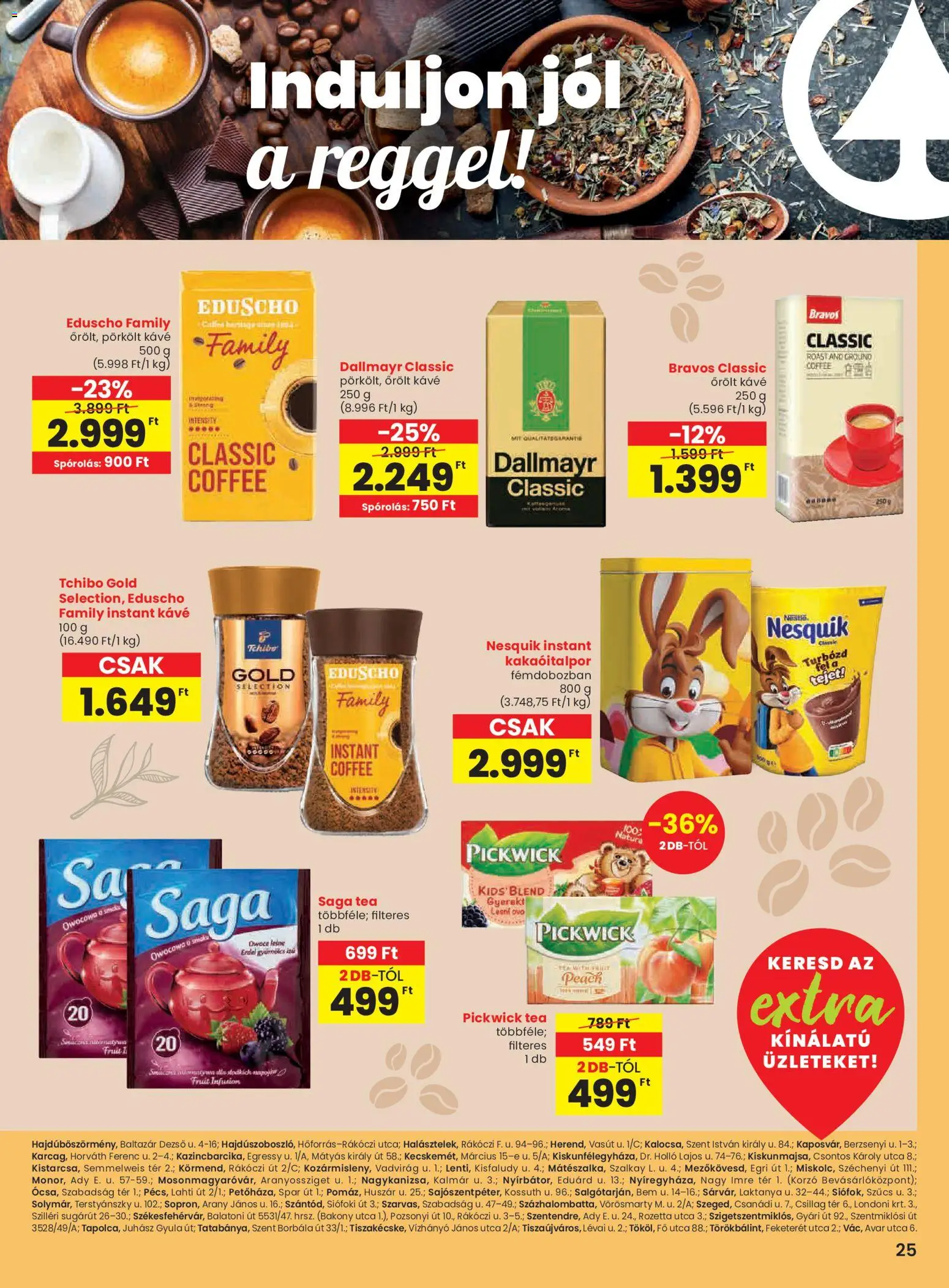 Spar akciós ujság - amely érvényes a következő dátumtól: 13.11.2025 | Oldal: 6 | Termékek: Kávé, Tea, Őrölt kávé, Instant kávé