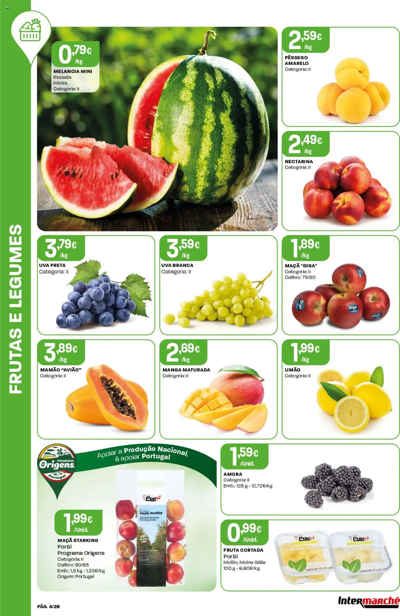 Intermarché folheto │ válido de 07.08.2025 | Página: 4 | Produtos: Maça, Melancia, Mamão