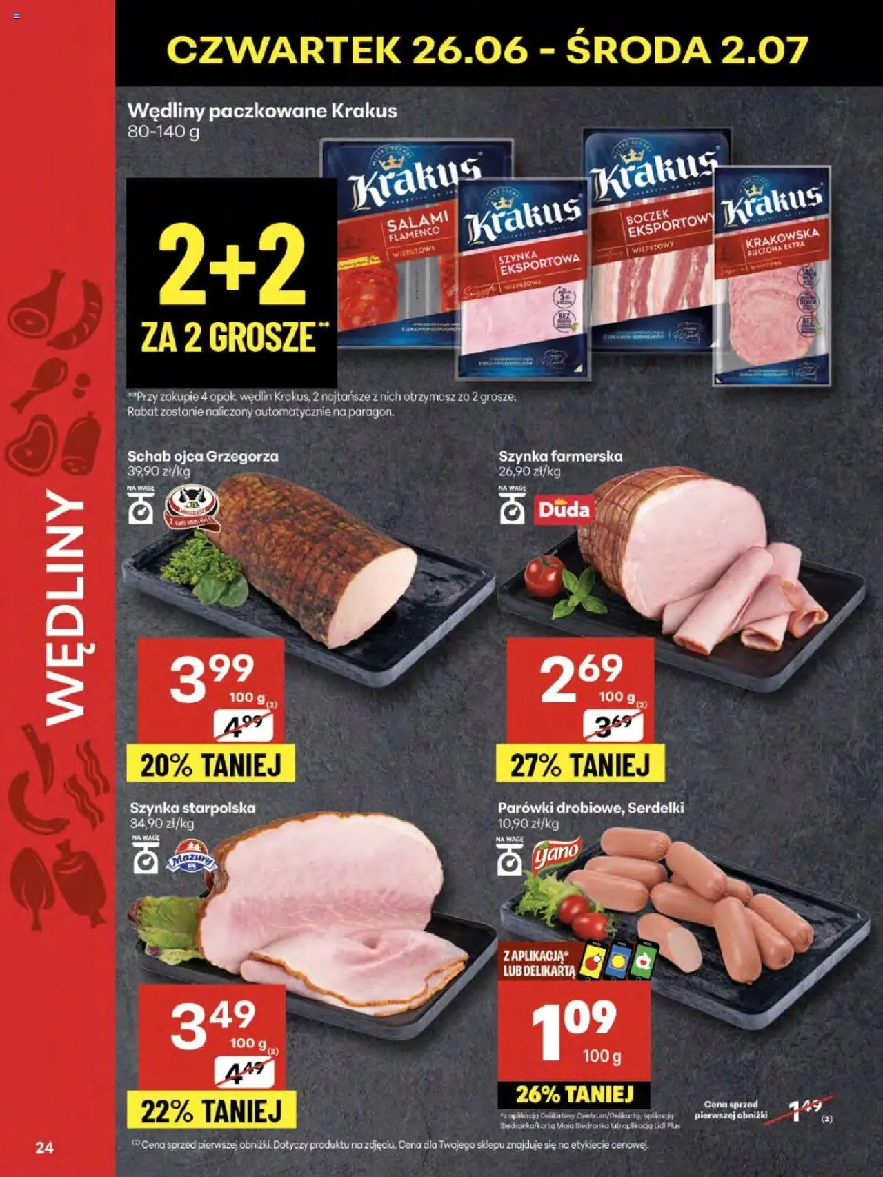 Delikatesy Centrum Gazetka - Sklepy Własne od 26.06.2025 | Strona: 24 | Produkty: Schab, Szynka, Boczek, Wędliny