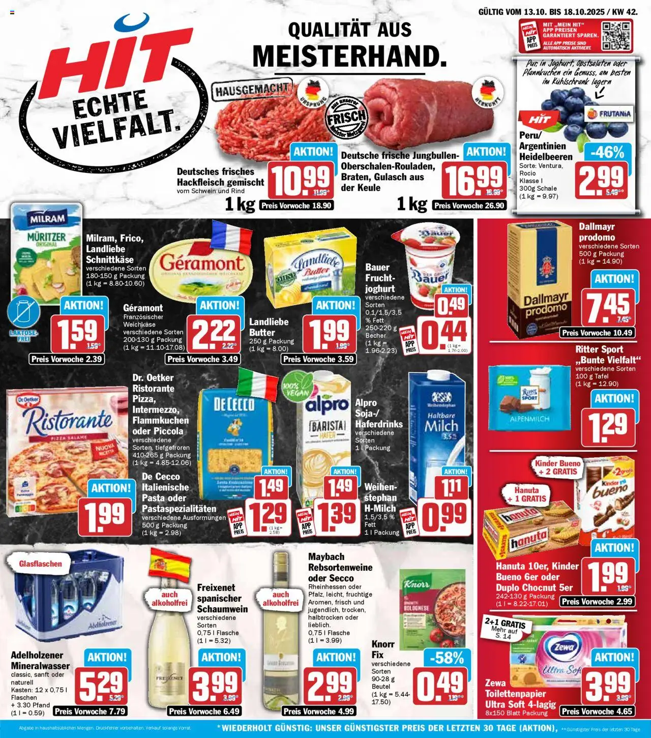 HIT - Bayern – gültig ab 13.10.2025 | Seite: 1 | Produkte: Adelholzener, Kühlschrank, Knorr, Heidelbeeren