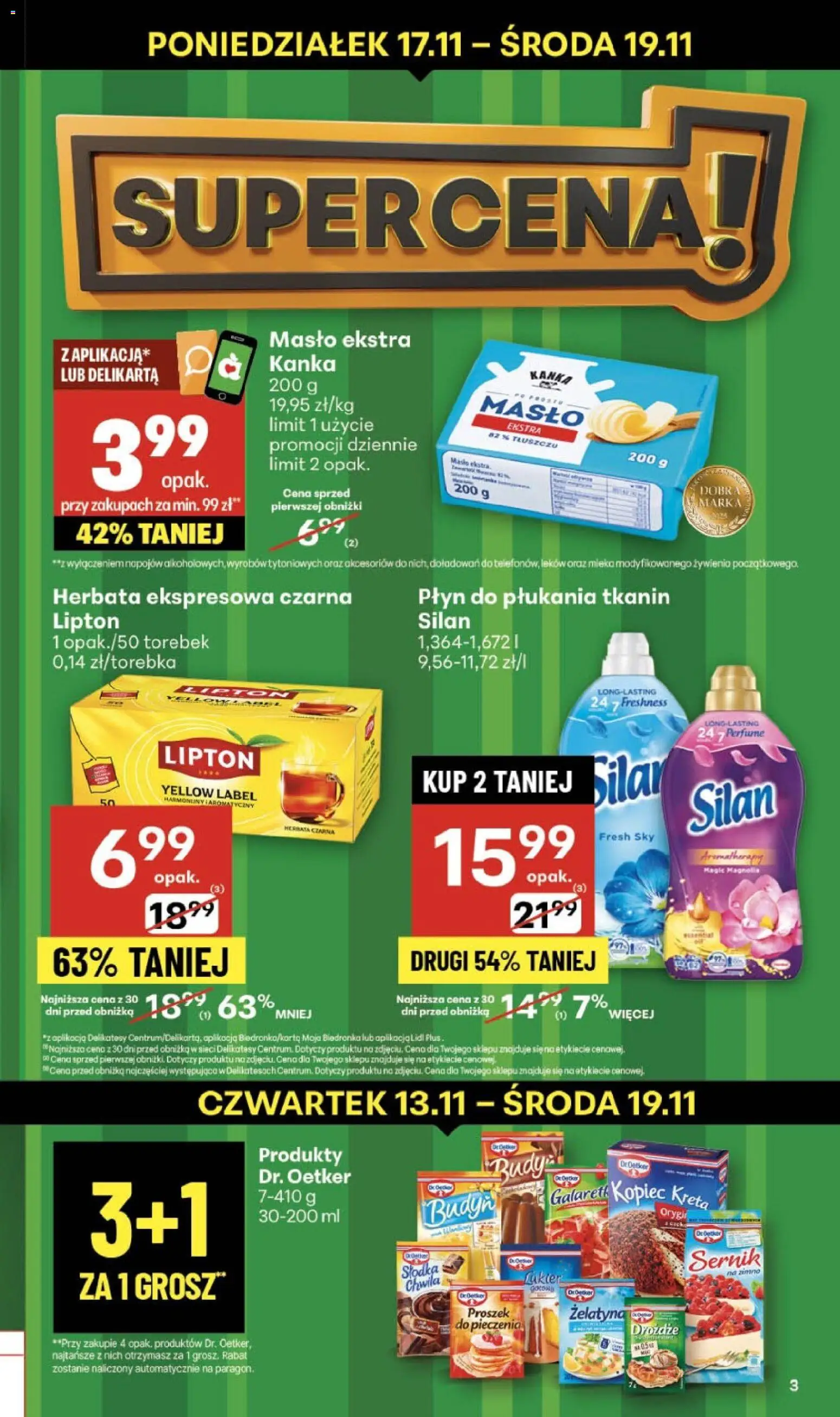 Delikatesy Centrum Gazetka - Sklepy Własne od 13.11.2025 | Strona: 3 | Produkty: Żelatyna, Delikatesy, Płyn do płukania tkanin, Herbata