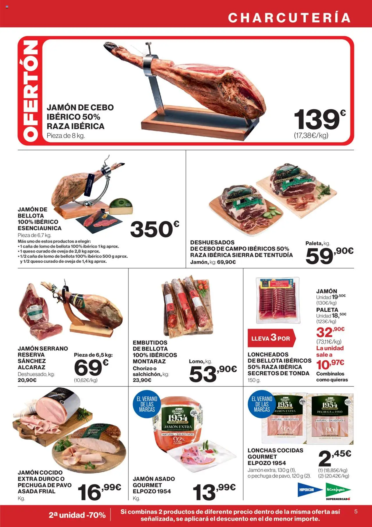 Hipercor catálogo │ válido desde el 14.08.2025 | Página: 5 | Productos: Jamón serrano, Queso, Jamón cocido, Νυχτικό