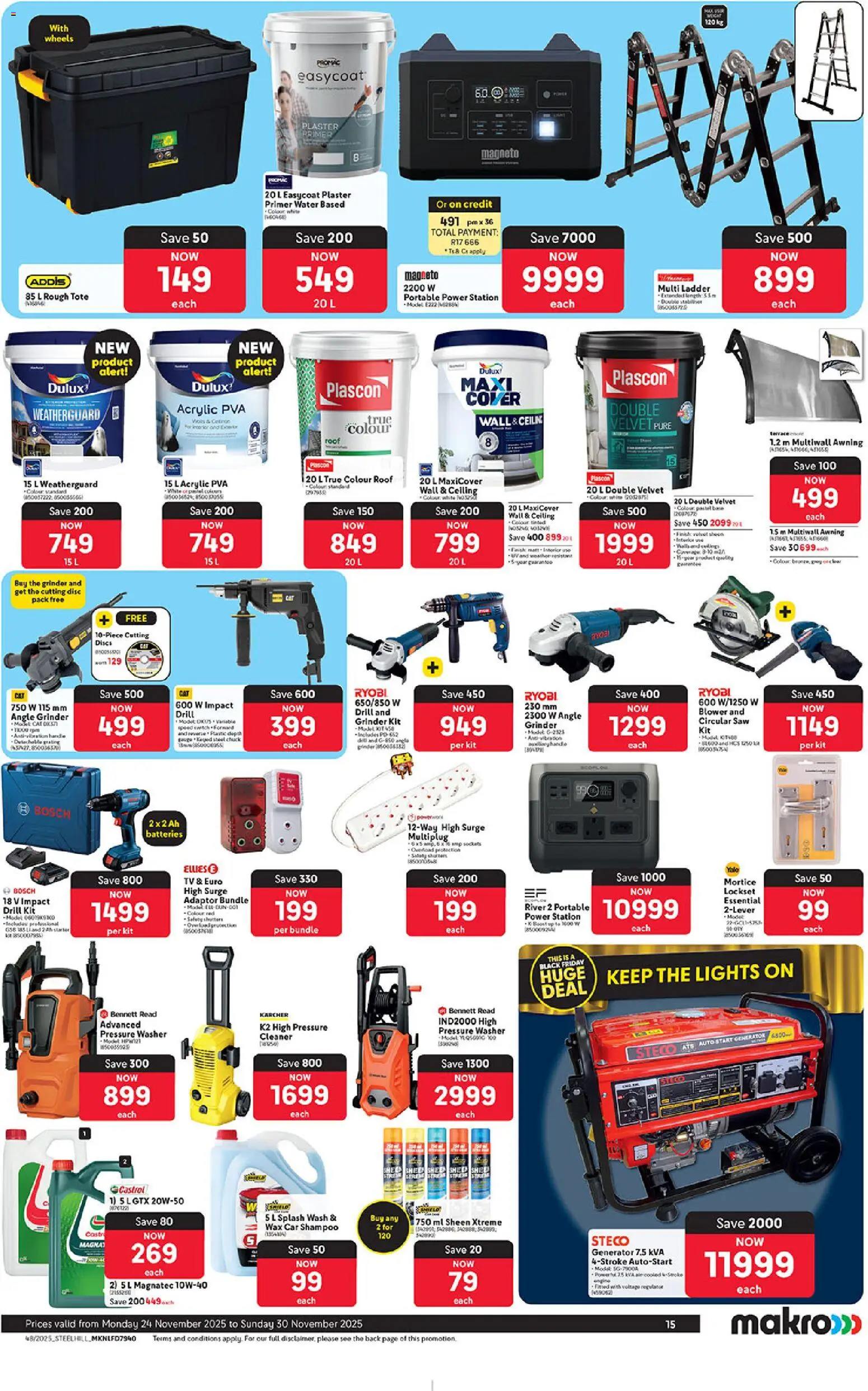New Makro catalogue – valid from 24.11.2025 | Page: 15 | Products: Cover, Shampoo, Angle grinder, Plaster