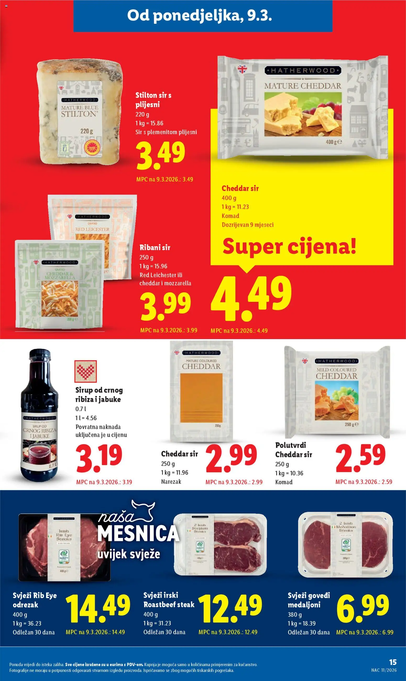 Lidl katalog | vrijedi od 09.03.2026 | Stranica: 15 | Proizvodi: Mozzarella, Jabuke, Narezak, Sirup