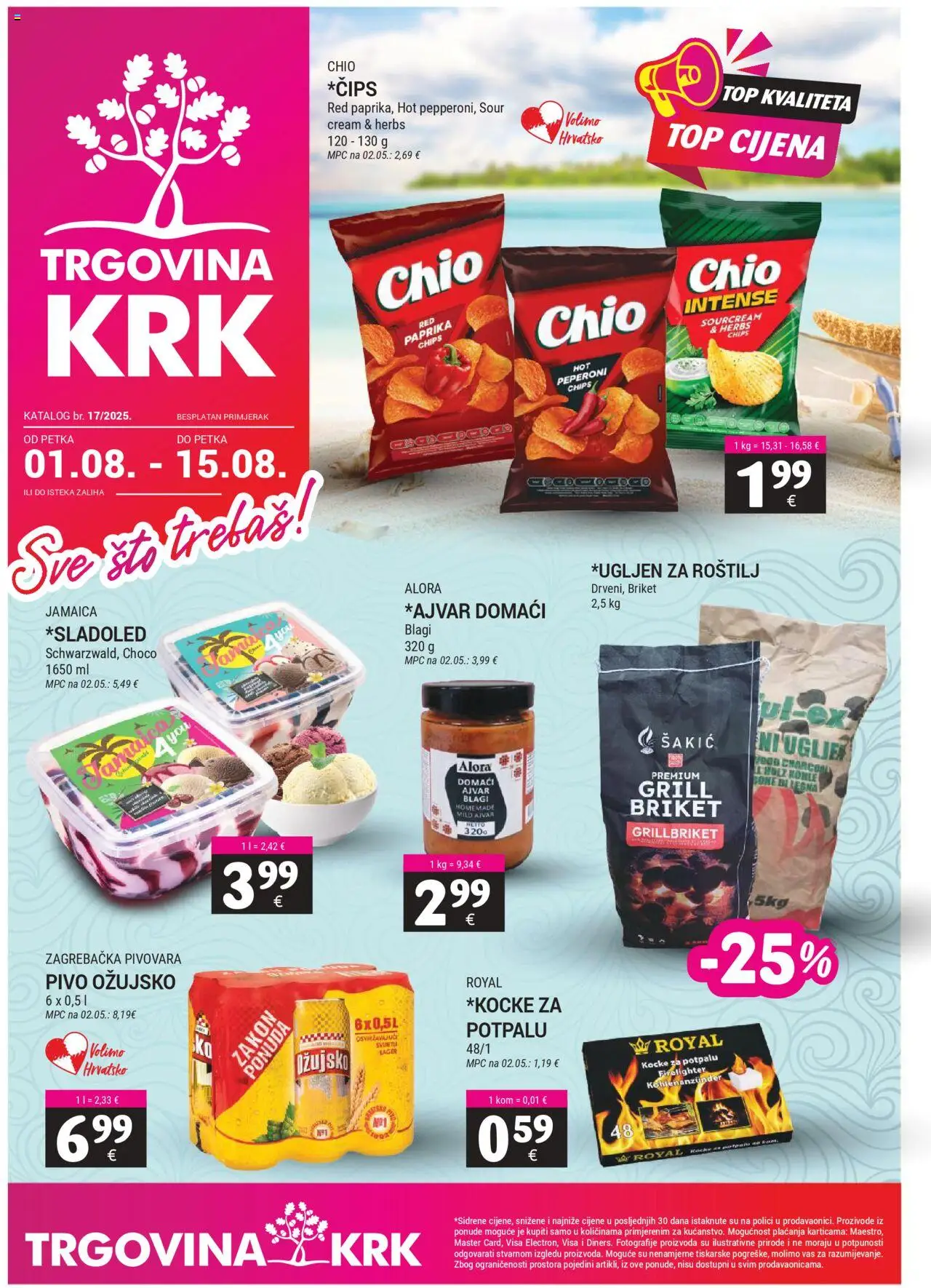 Trgovina Krk katalog | vrijedi od 01.08.2025 | Stranica: 1 | Proizvodi: Roštilj, Ajvar, Paprika, Ožujsko