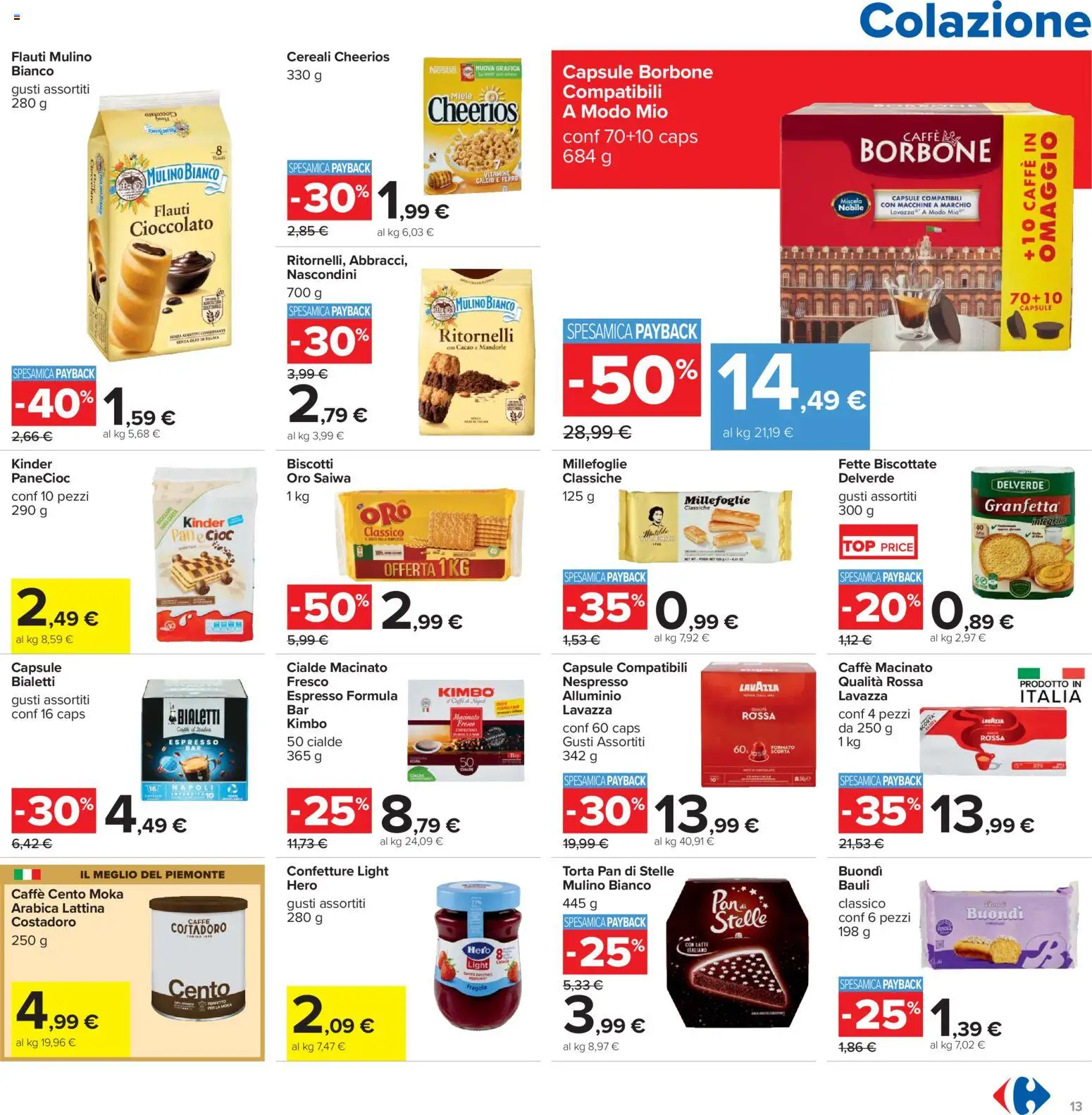 Volantino Carrefour del 13.03.2026 | Pagina: 13 | Prodotti: Caffè, Fragole, Top, Alluminio