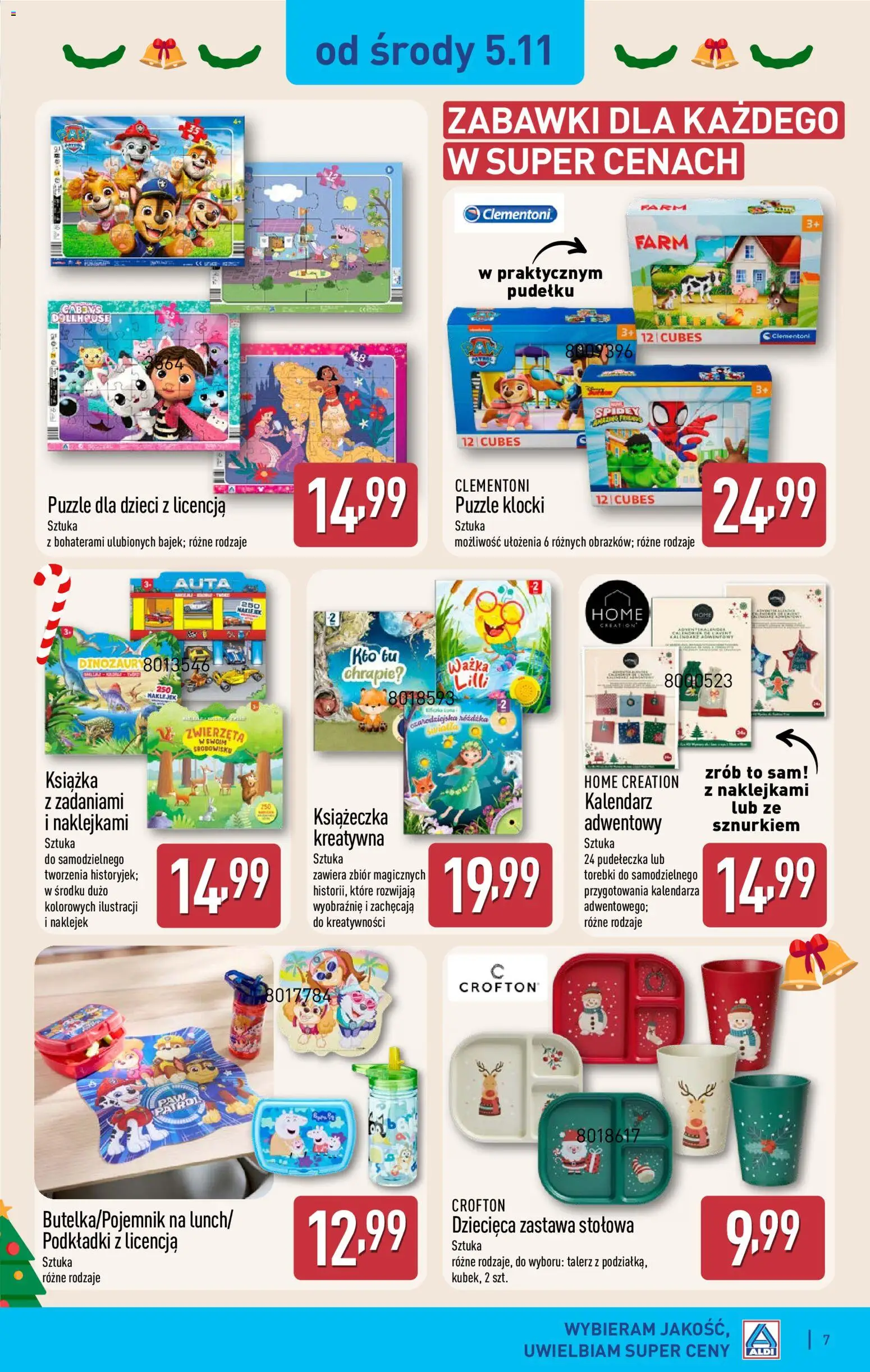 Aldi Gazetka - Hity od Środy i od Soboty od 05.11.2025 | Strona: 7 | Produkty: Kalendarz, Torebki