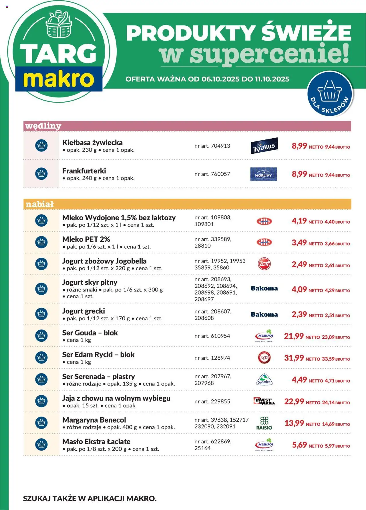 Makro Gazetka - Oferta świeża w super cenach od 06.10.2025 | Strona: 7 | Produkty: Wędliny, Jaja, Ser gouda, Skyr