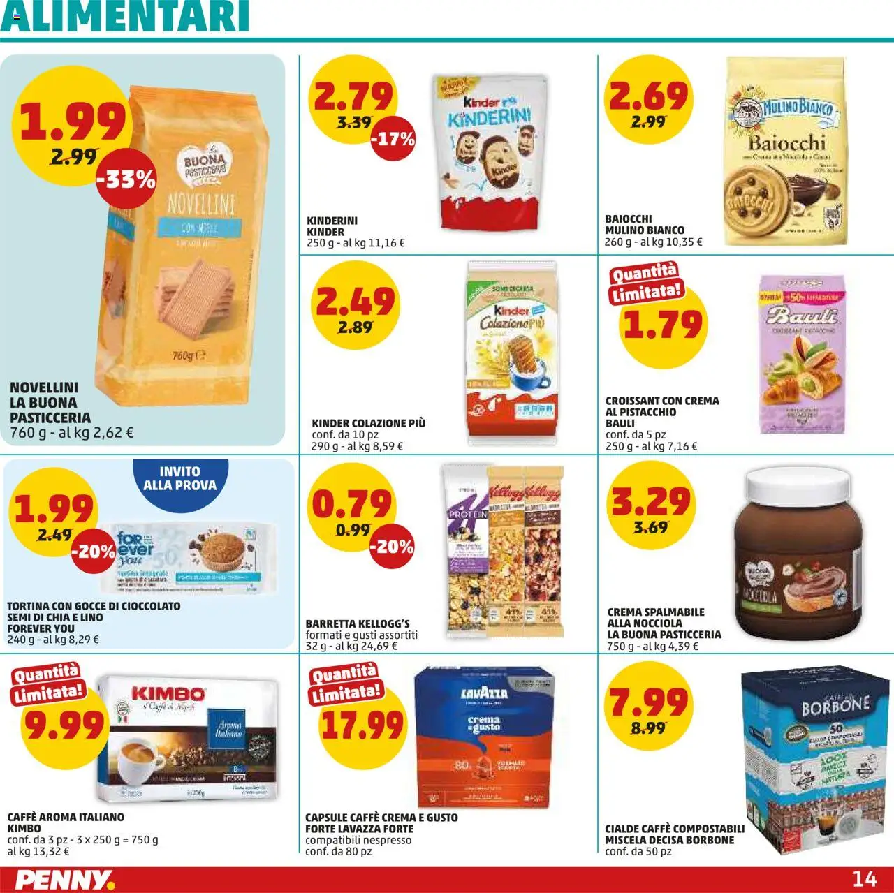 Volantino PENNY del 17.07.2025 | Pagina: 14 | Prodotti: Caffè, Cioccolato, Croissant, Lavazza