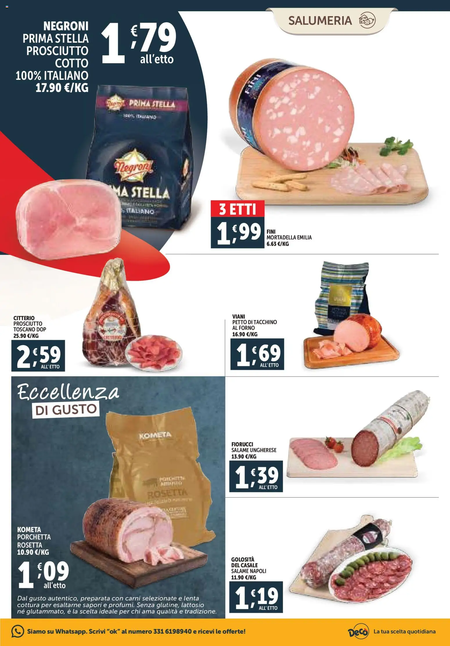 Volantino Decò del 20.11.2025 | Pagina: 3 | Prodotti: Porchetta, Prosciutto Cotto, Salame, Forno