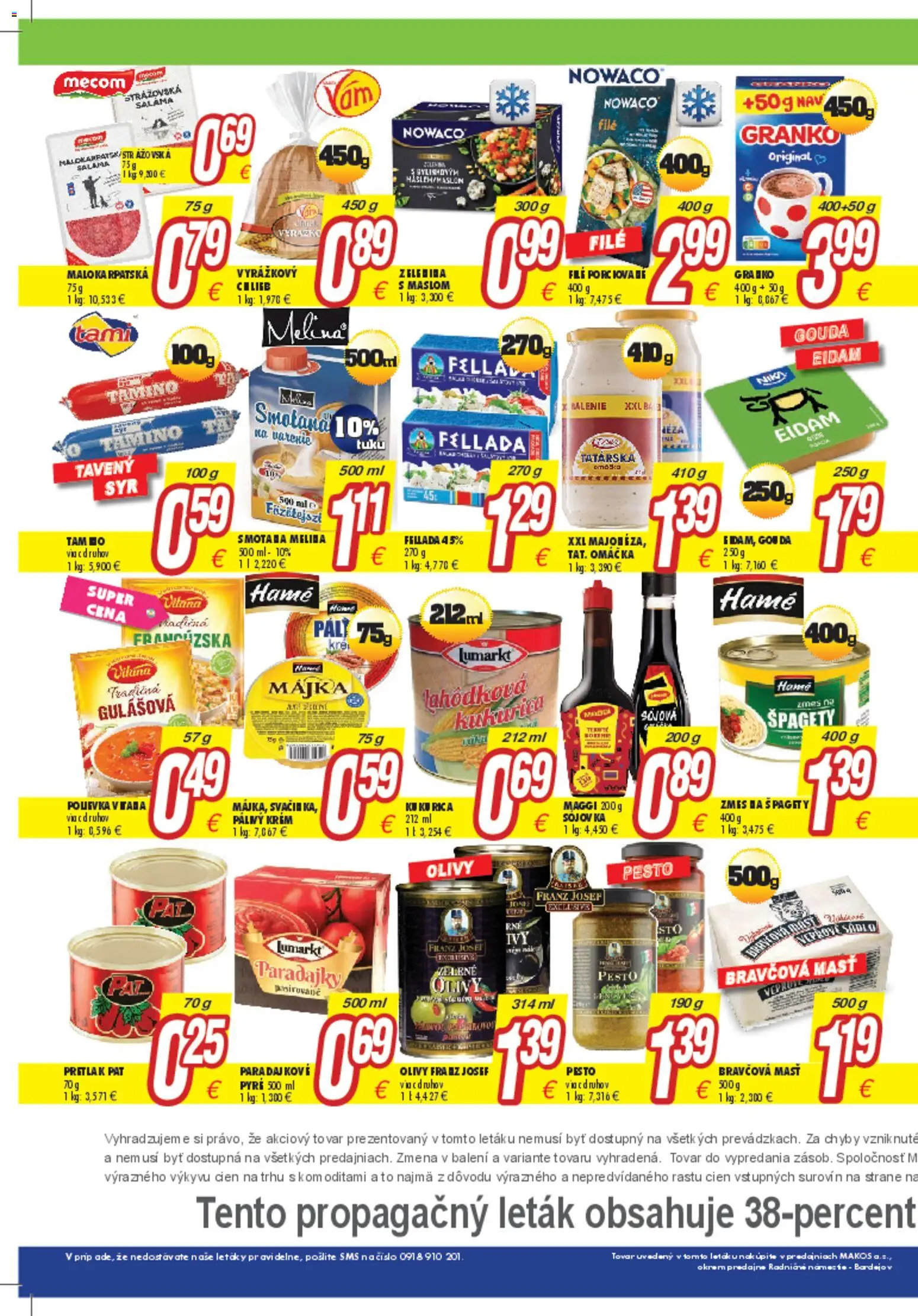 Nové Makos akcie – leták je platný od 26.01.2026 | Strana: 3 | Produkty: Chlieb, Saláma, Gouda, Eidam