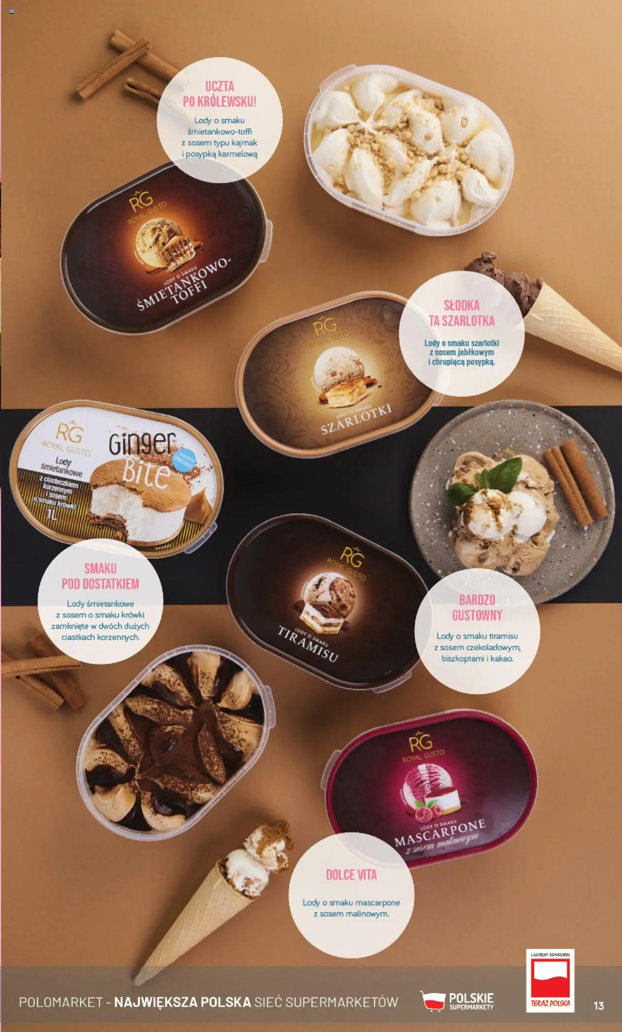 POLOmarket Gazetka - Lody od 23.04.2025 | Strona: 13 | Produkty: Tiramisu, Mascarpone, Lody, Krówki