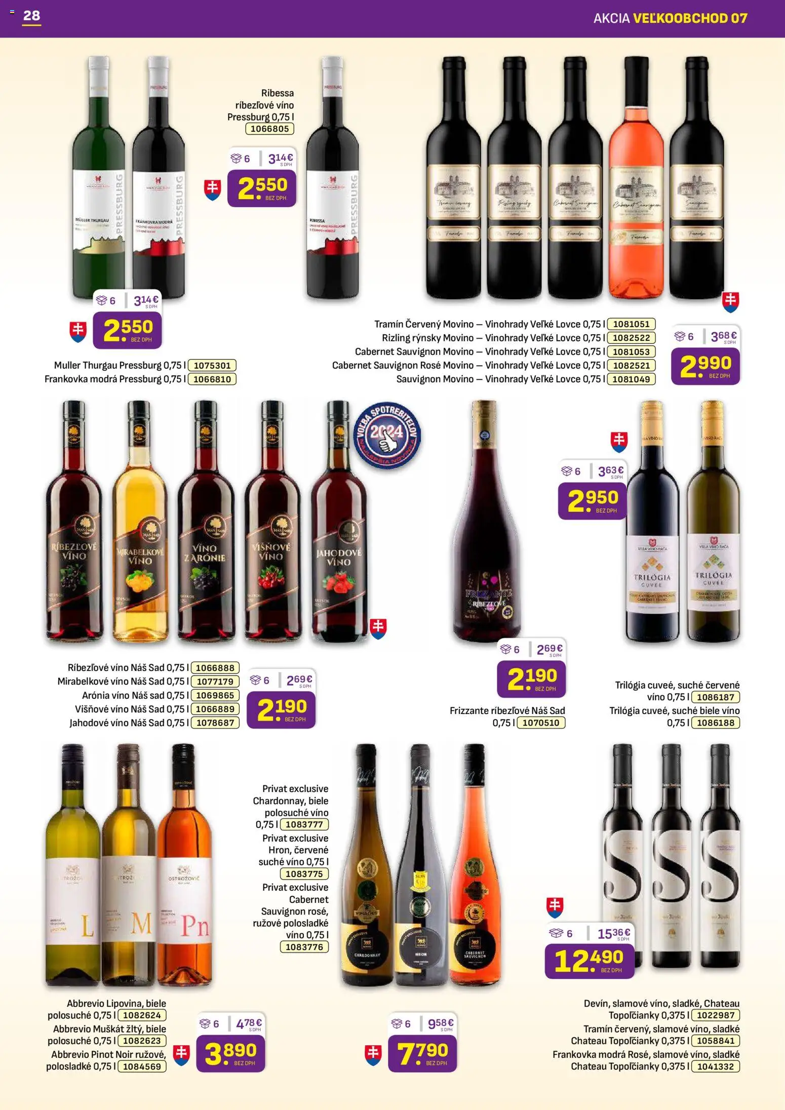 Nové Libex akcie – leták je platný od 07.04.2026 | Strana: 28 | Produkty: Biele víno, Víno, Ríbezľové víno