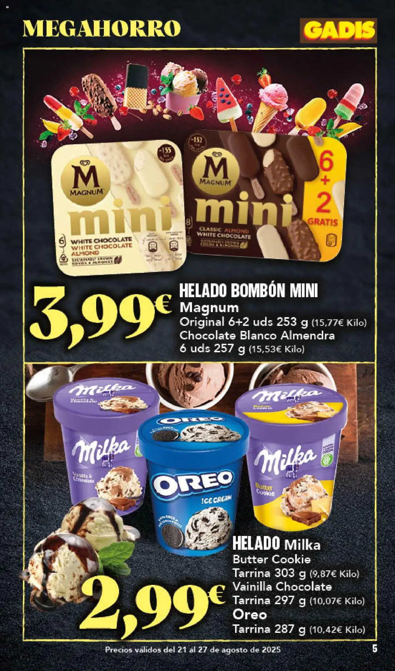 Gadis folleto │ válido desde el 21.08.2025 | Página: 5 | Productos: Helado bombón, Chocolate, Helado