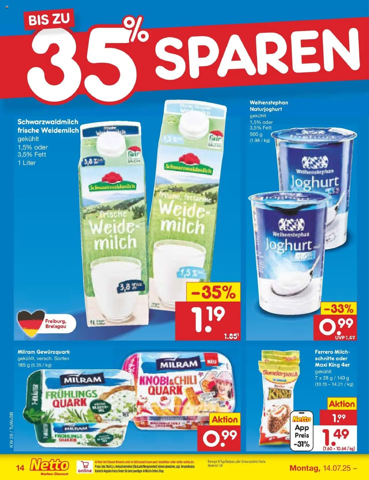 Netto Marken-Discount prospekt Calw-Stammheim	 - gültig ab dem 13.07.2025 | Seite: 18 | Produkte: Quark, Milch, Joghurt, Milram