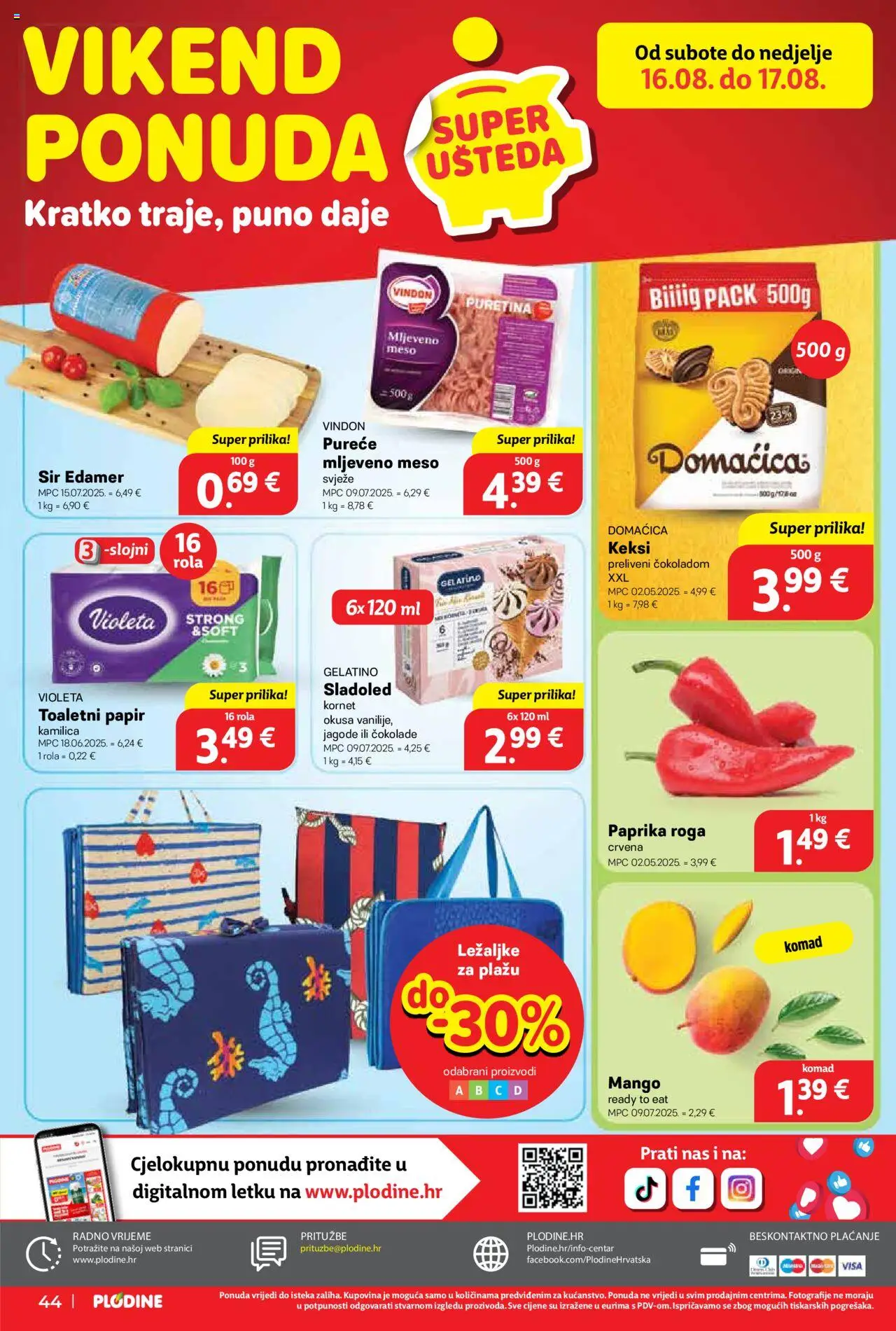 Plodine katalog | vrijedi od 13.08.2025 | Stranica: 44 | Proizvodi: Keksi, Sir, Violeta, Kornet