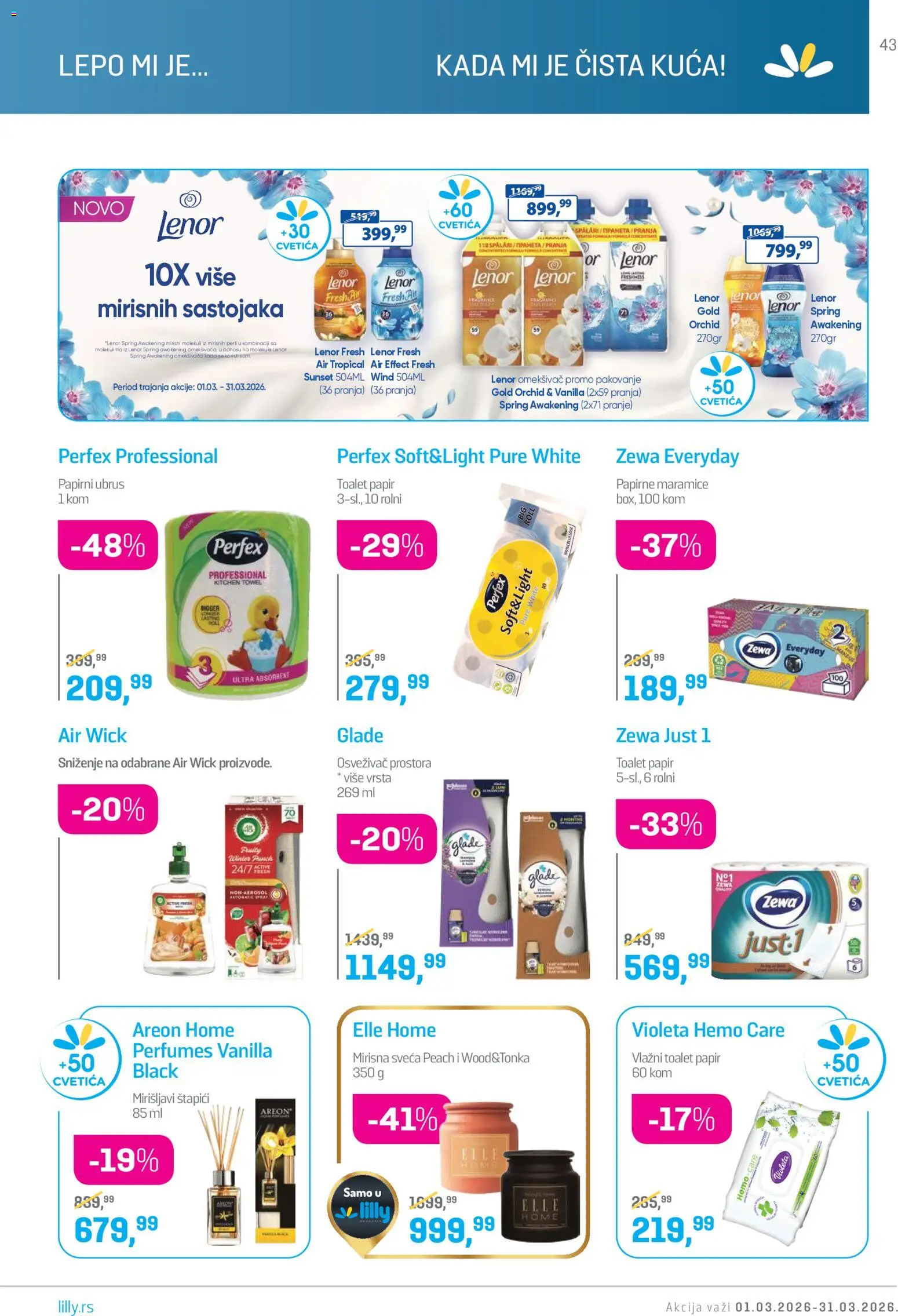 Lilly drogerie katalog - važi od 01.03.2026 | Strana: 43 | Proizvode: Air wick, Ubrus, Osvezivac prostora, Pakovanje