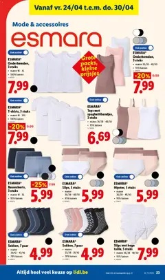 ESMARA® Hipster, 5 stuks, maten, 36/38 - 48/50, 95% katoen - Voorbeeld van een folder van Lidl, geldig van 20.04.2026 | Pagina: 23