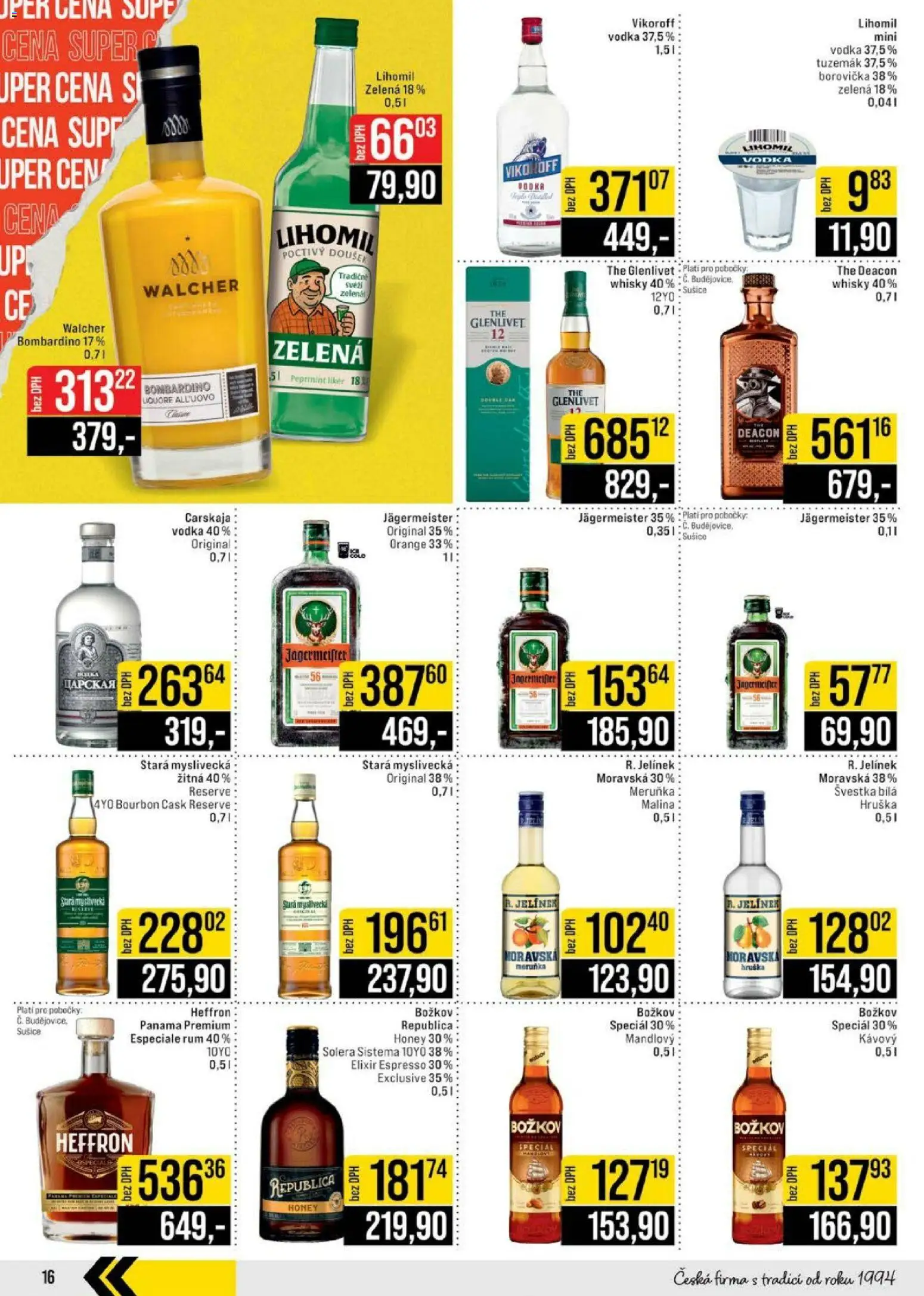 Jip leták - Cash & Carry od 28.01.2026 | Strana: 16 | Produkty: Bourbon, Whisky, Bombardino, Jelínek