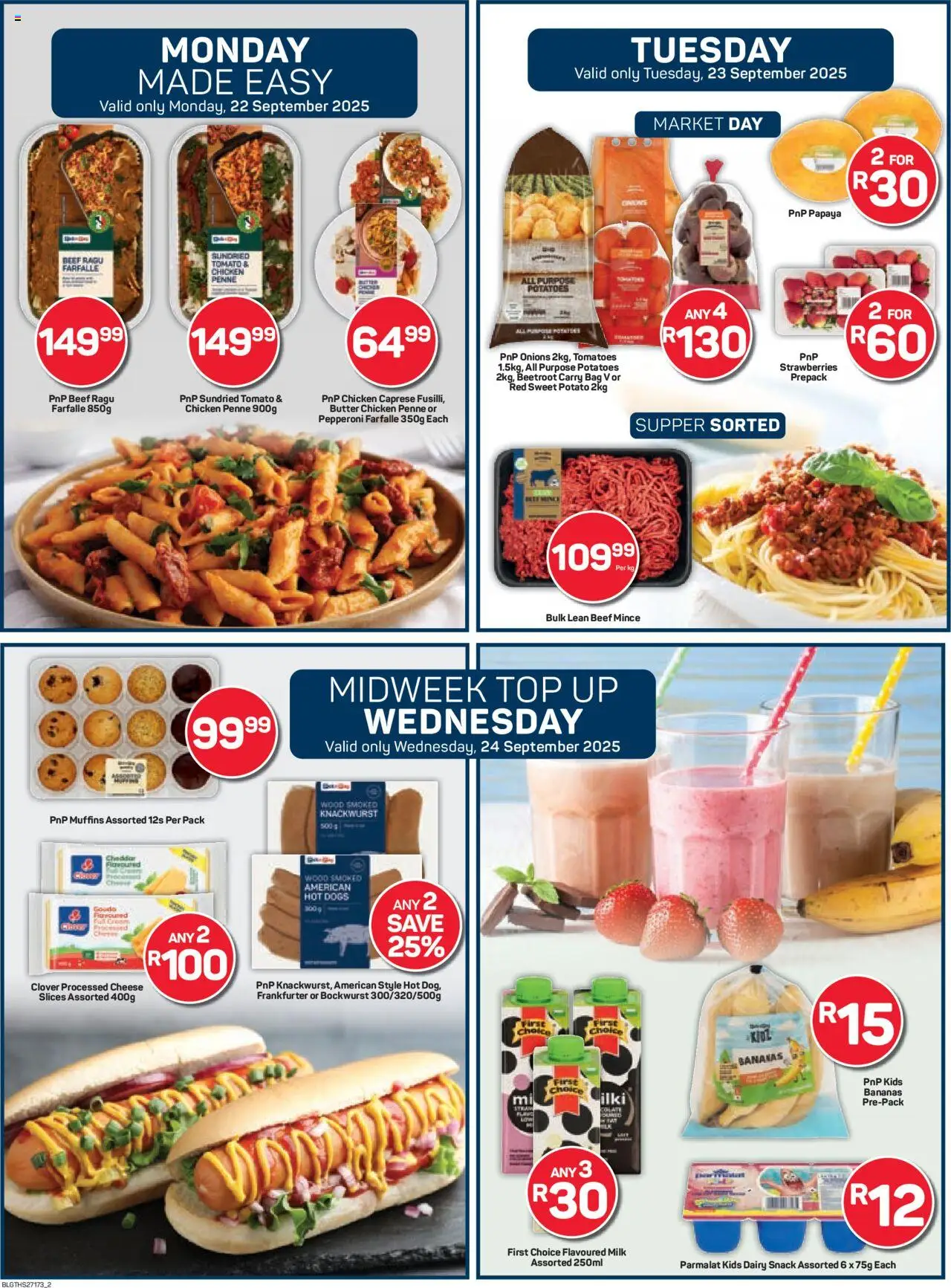 New Pick n Pay catalogue – valid from 22.09.2025 | Page: 2 | Products: Cheese, Bananas, Strawberries, Onions